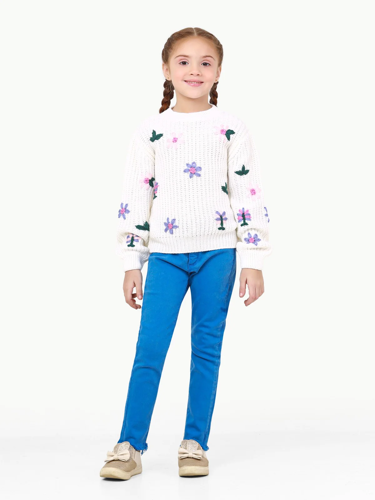 Girl's Off White Sweater - EGTSWT22-011 - Image 3