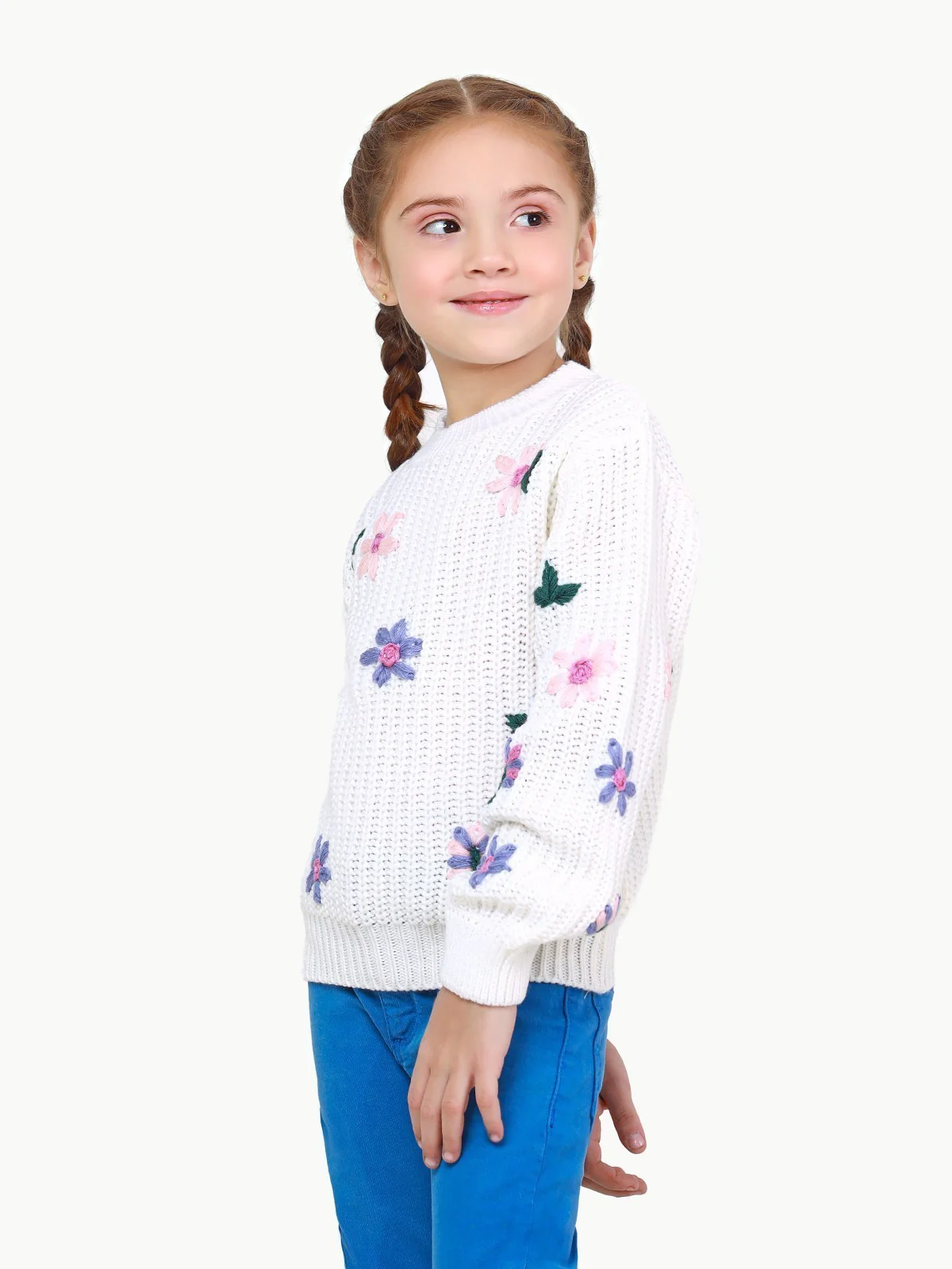 Girl's Off White Sweater - EGTSWT22-011 - Image 4