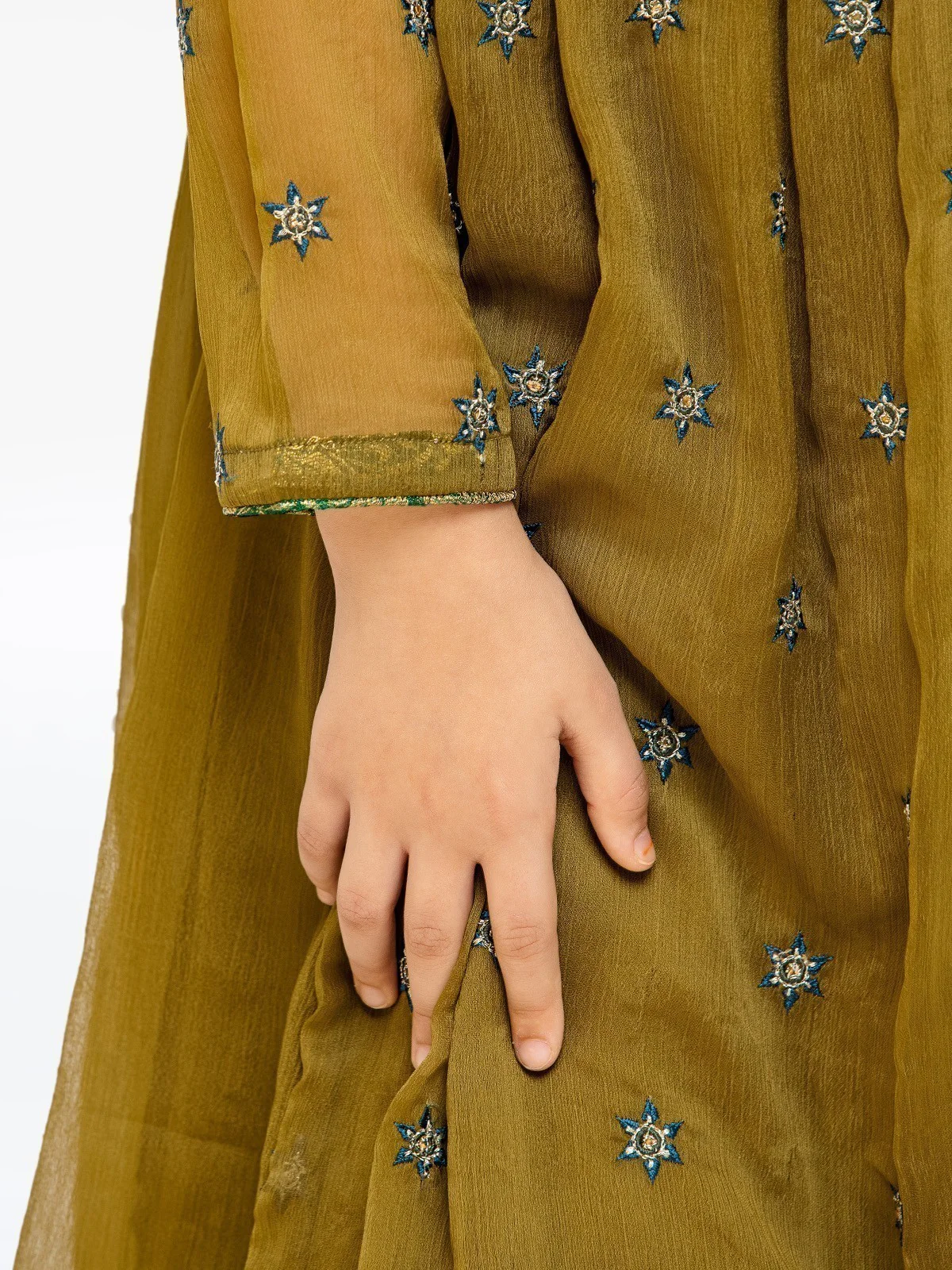 Girl's Olive Green Pishwas - EGTP22-22193 - Image 7