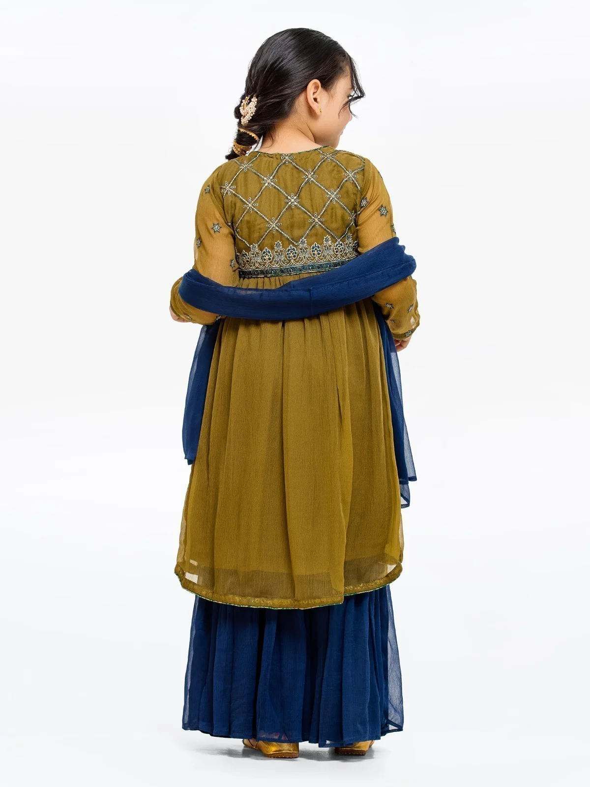 Girl's Olive Green Pishwas - EGTP22-22193 - Image 8