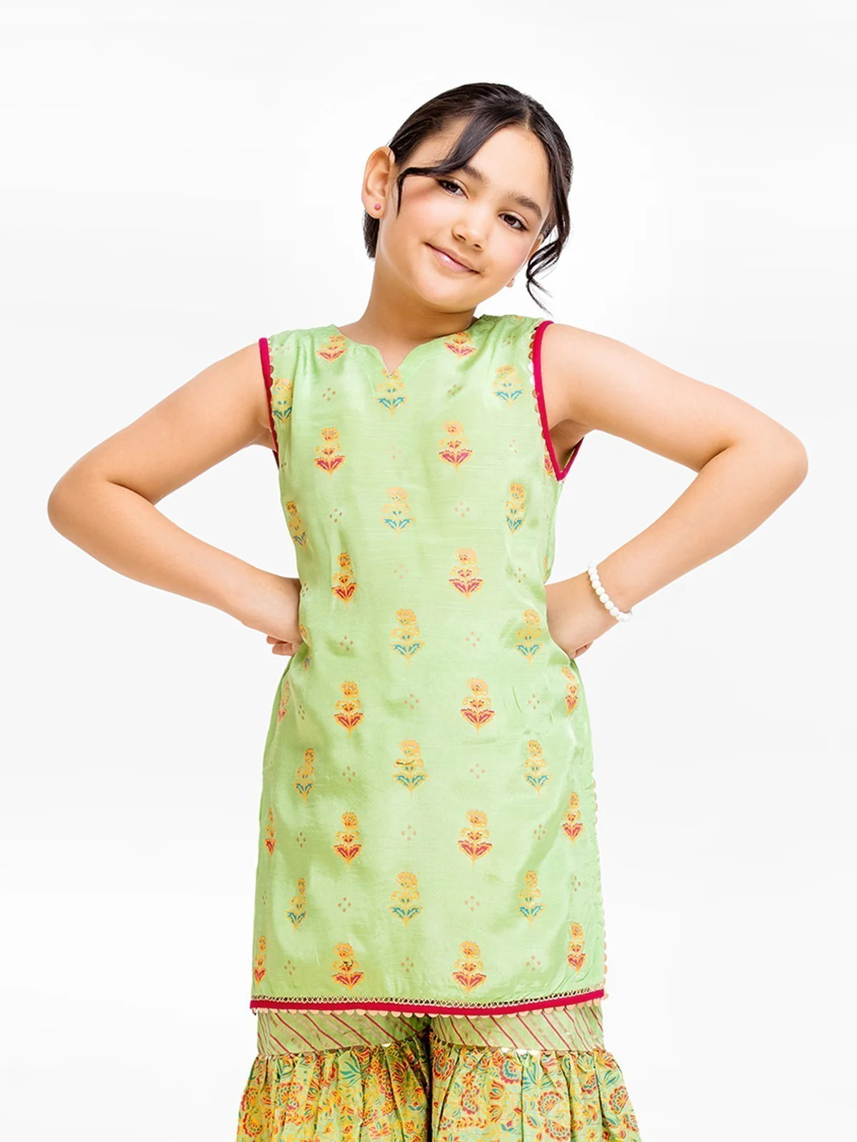 Girl's Parrot Green Pishwas - EGTP23-22196ST - Image 2