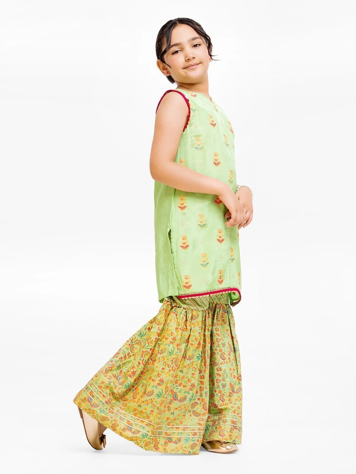 Girl's Parrot Green Pishwas - EGTP23-22196ST - Image 3