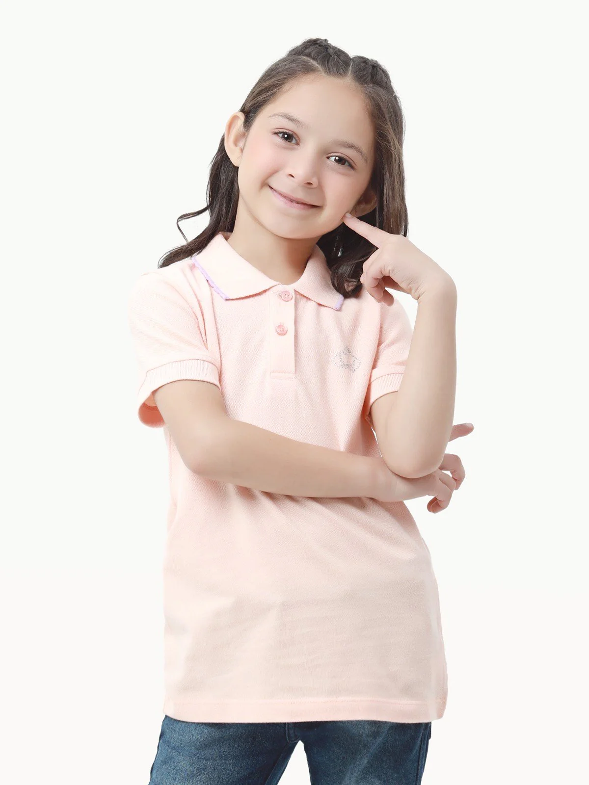 Girl's Peach Polo Shirt - EGTPS23-006 - Image 2