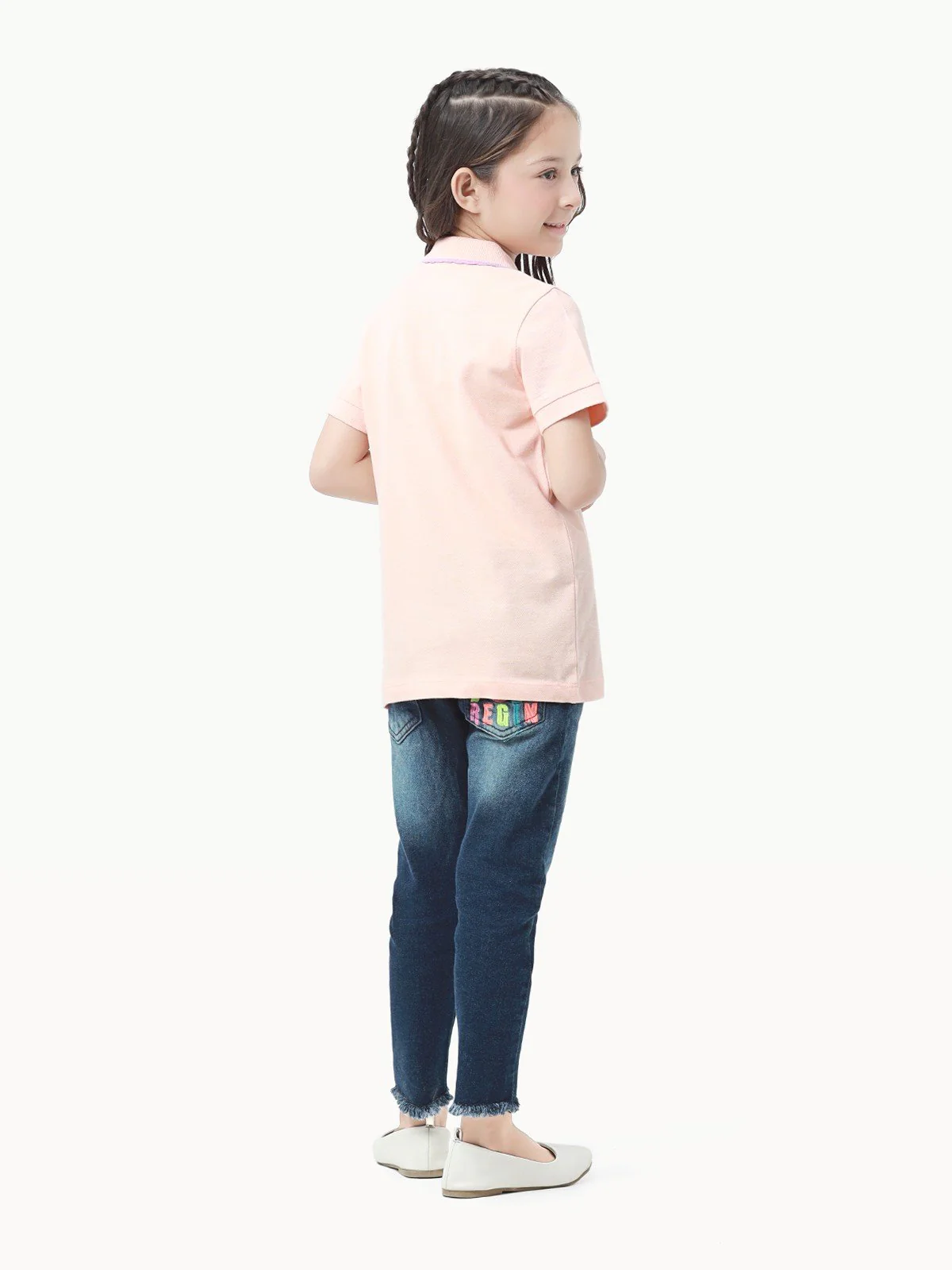 Girl's Peach Polo Shirt - EGTPS23-006 - Image 4