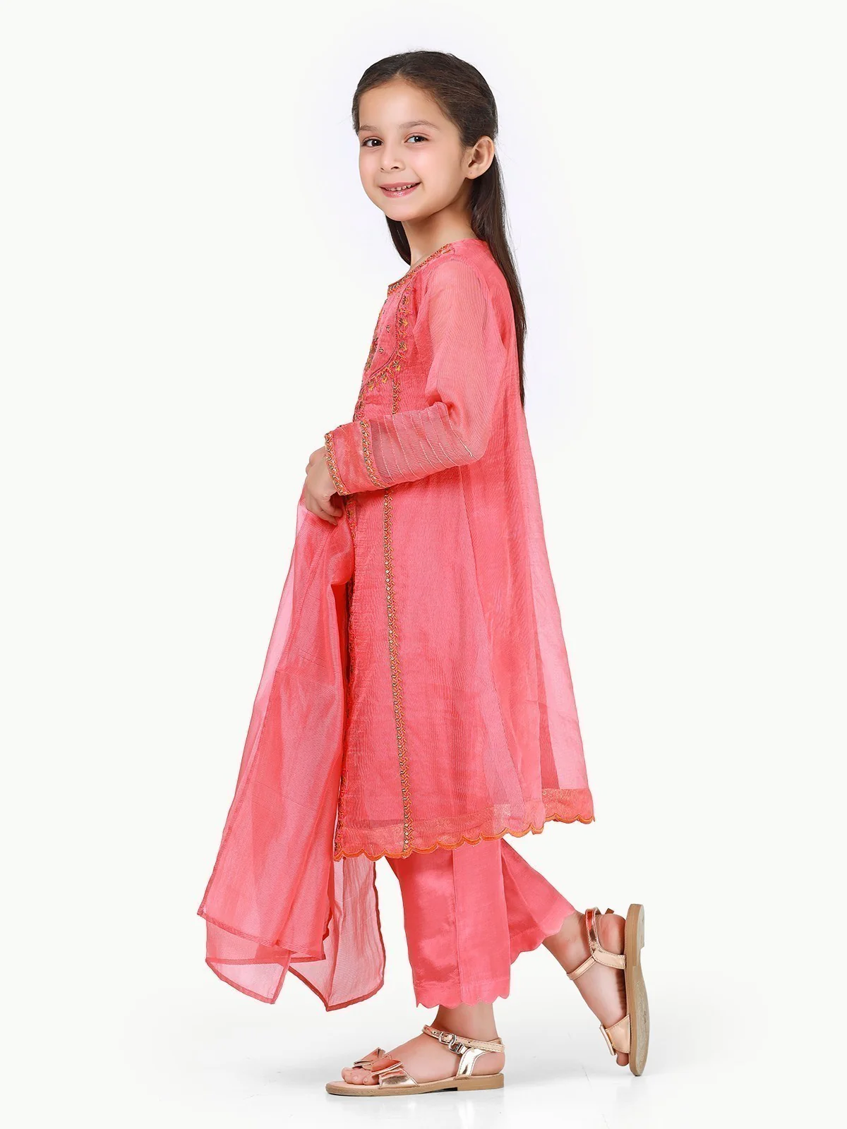 Girl's Pink Pishwas - EGTP22-22184 - Image 2