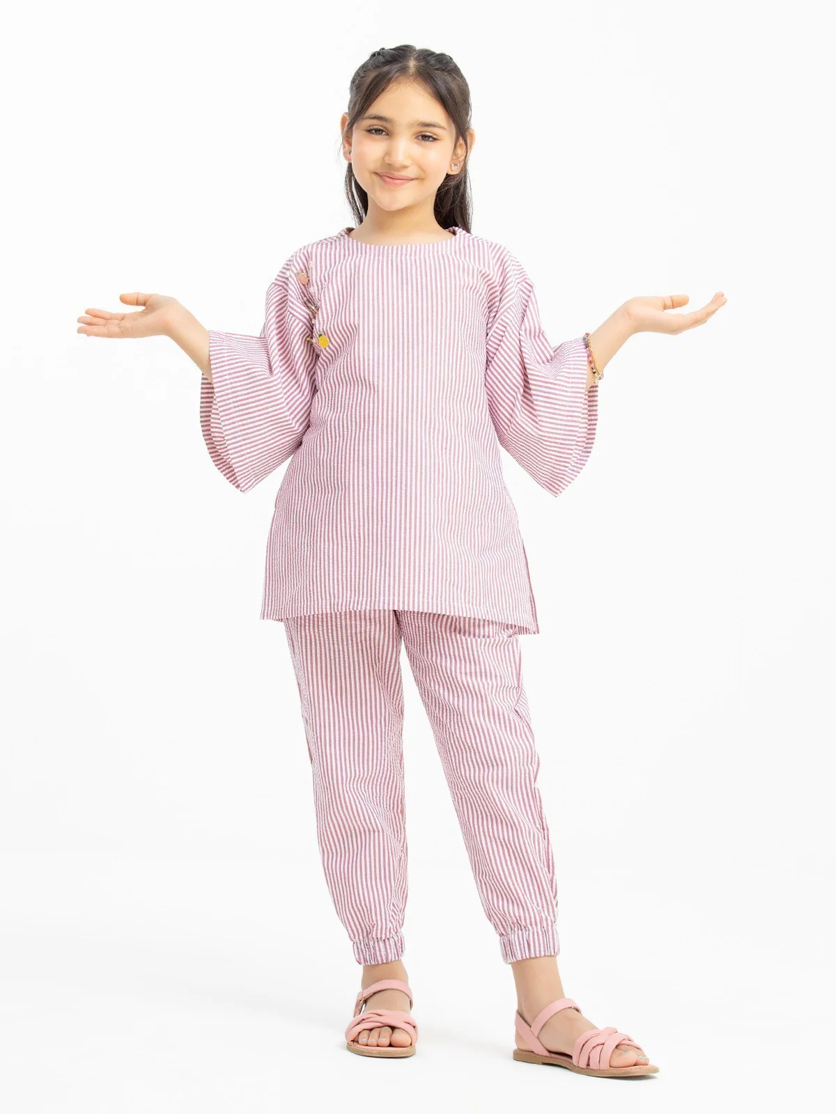 Girl's Pink & White Co-Ord Set - EGTCS23-003