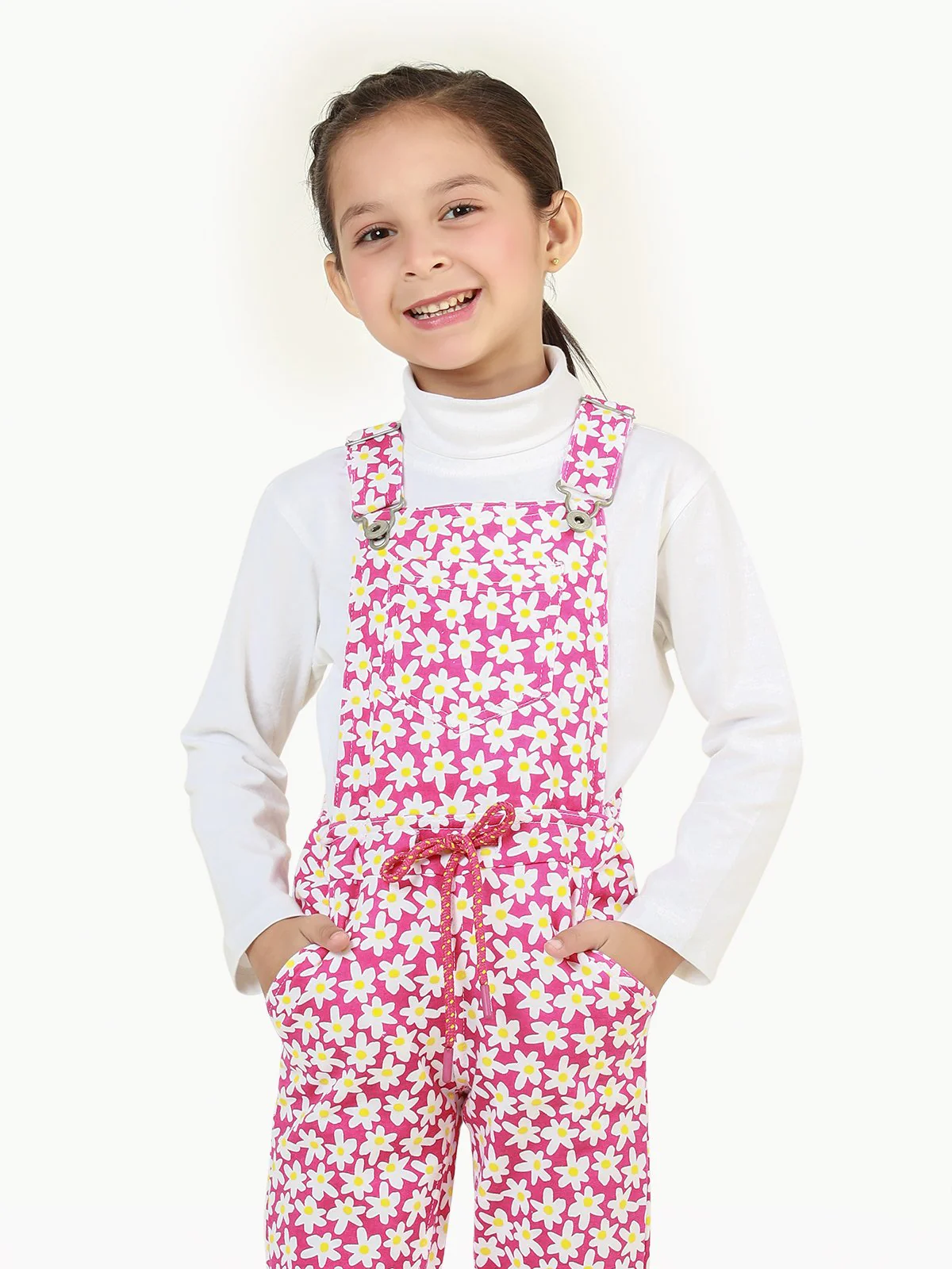 Girl's Pink & White Dungaree - EGTDK22-002 - Image 2