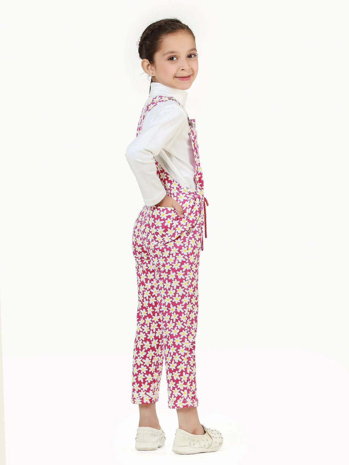 Girl's Pink & White Dungaree - EGTDK22-002 - Image 5