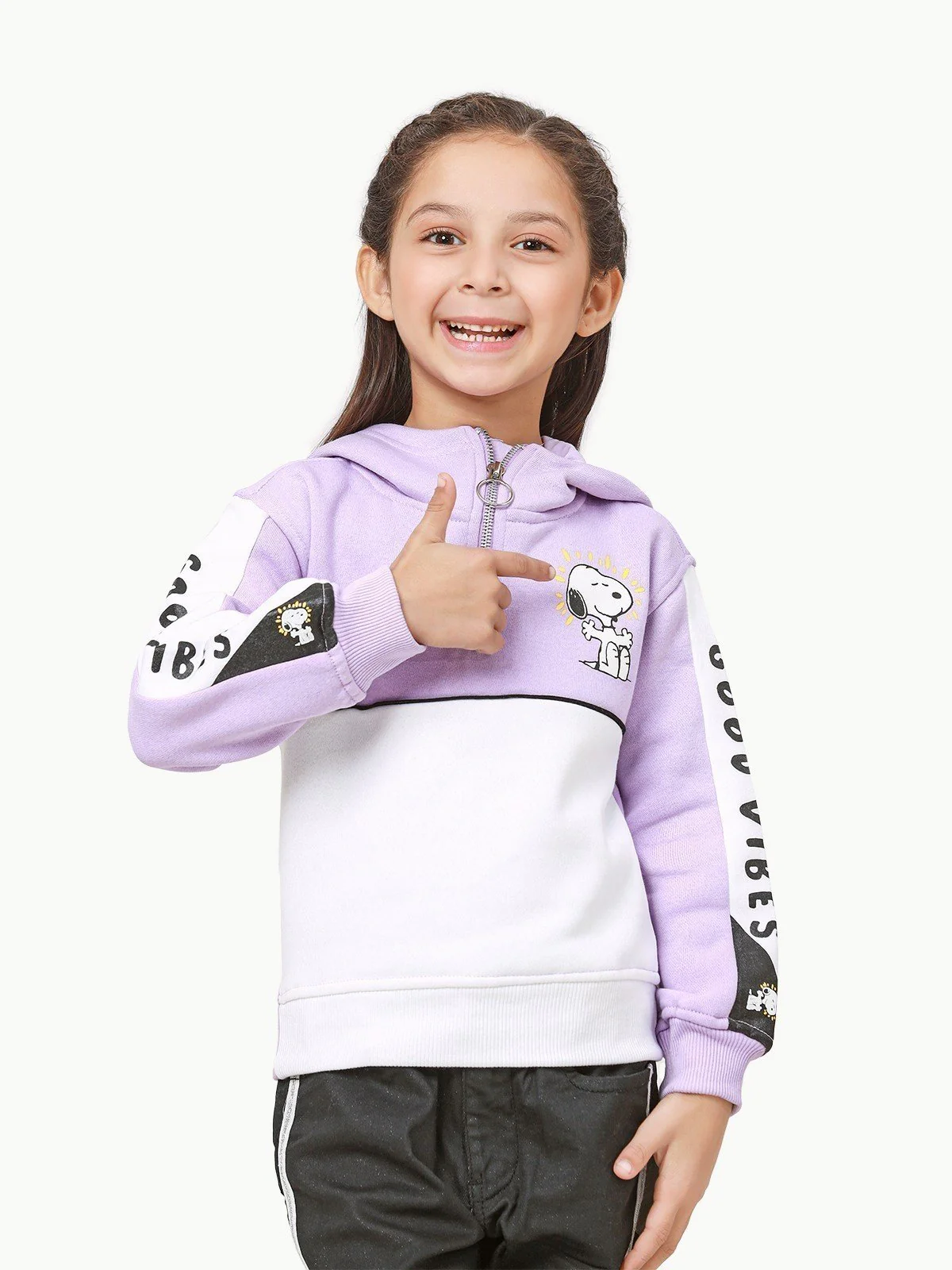 Girl's Purple & White Hoodie - EGTH22-012