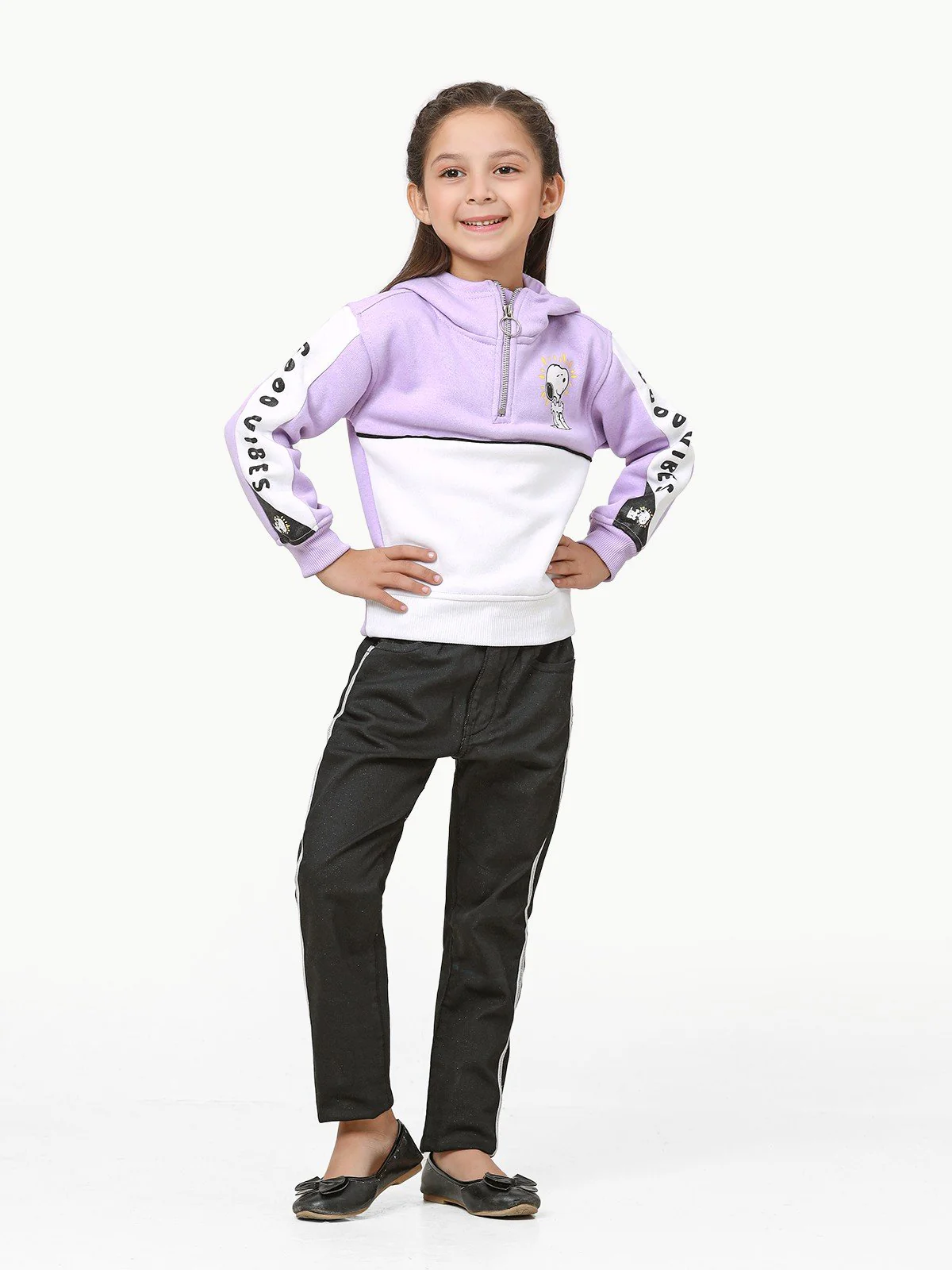Girl's Purple & White Hoodie - EGTH22-012 - Image 2