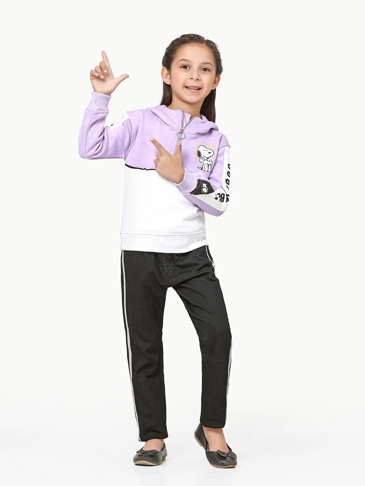 Girl's Purple & White Hoodie - EGTH22-012 - Image 3