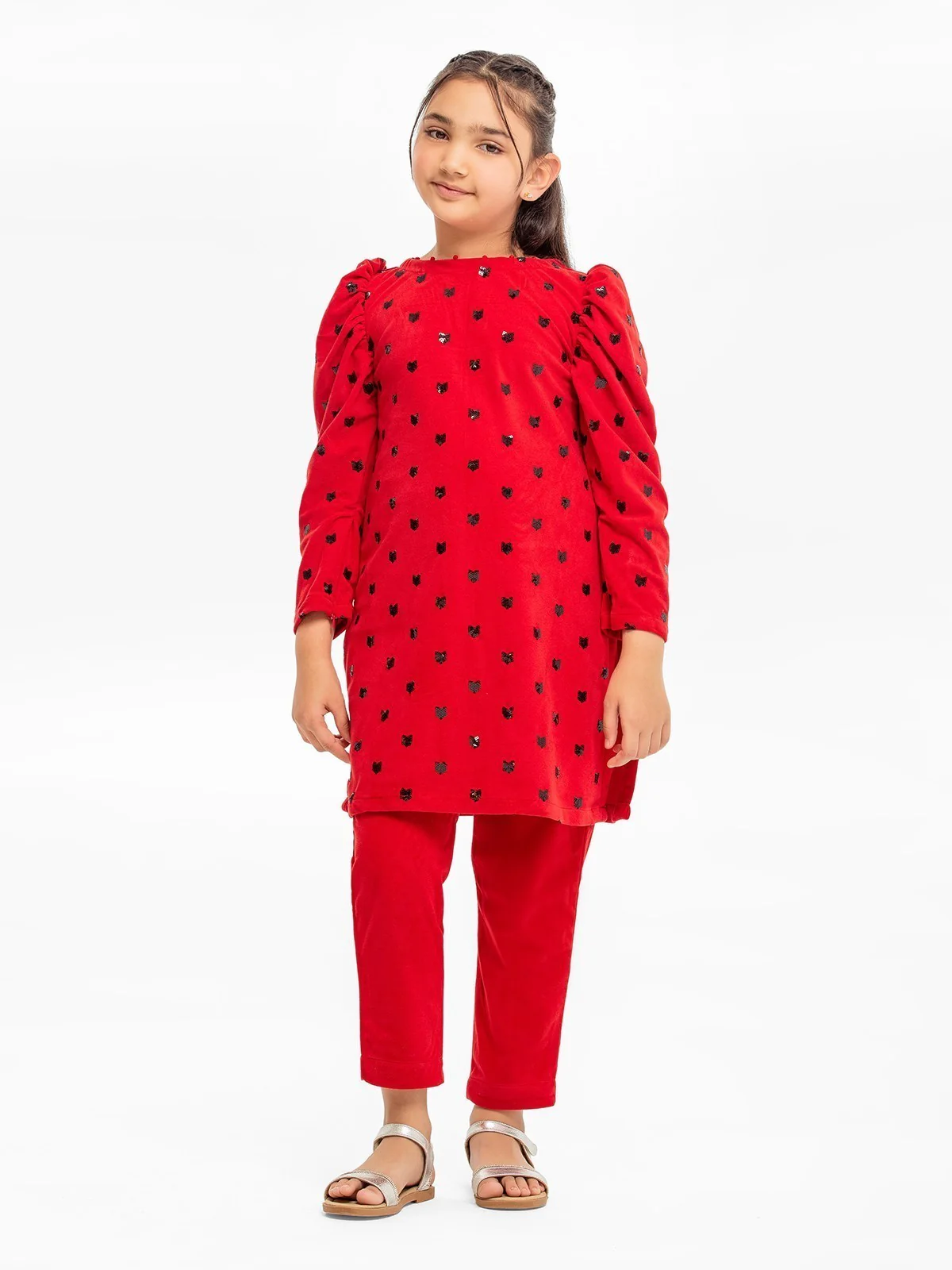 Girl's Velvet Co-Ord Sets - EGTCS23W-011 - Image 2
