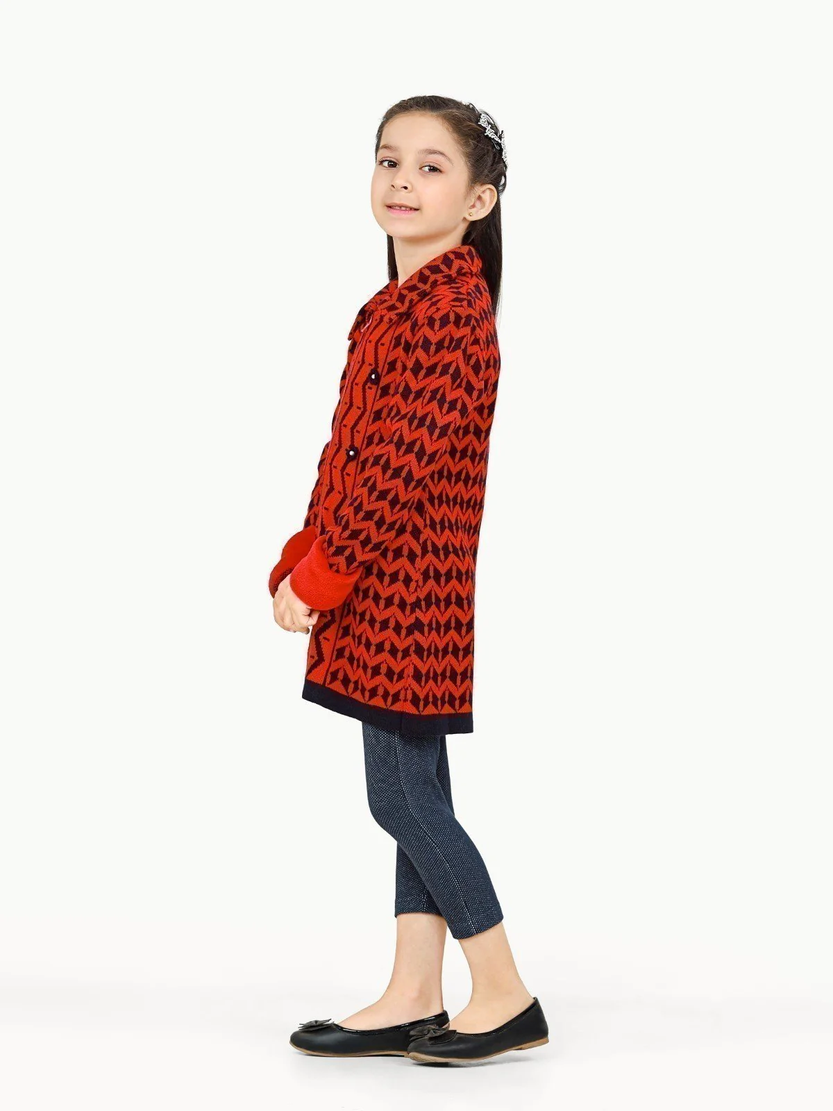 Girl's Red Sweater Frock - EGTSF22-004 - Image 2