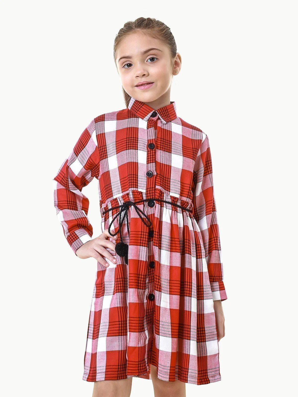 Girl's Red & White Frock - EGTF22-200025 - Image 2