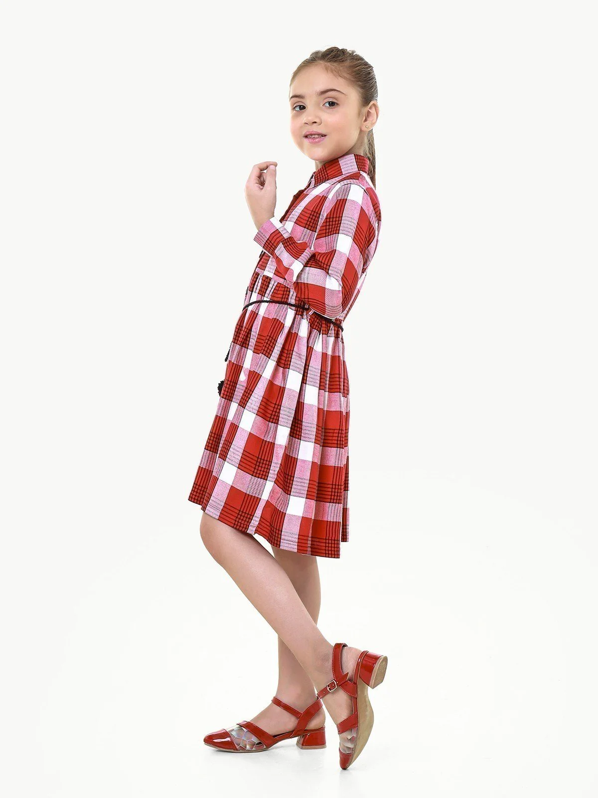 Girl's Red & White Frock - EGTF22-200025 - Image 3