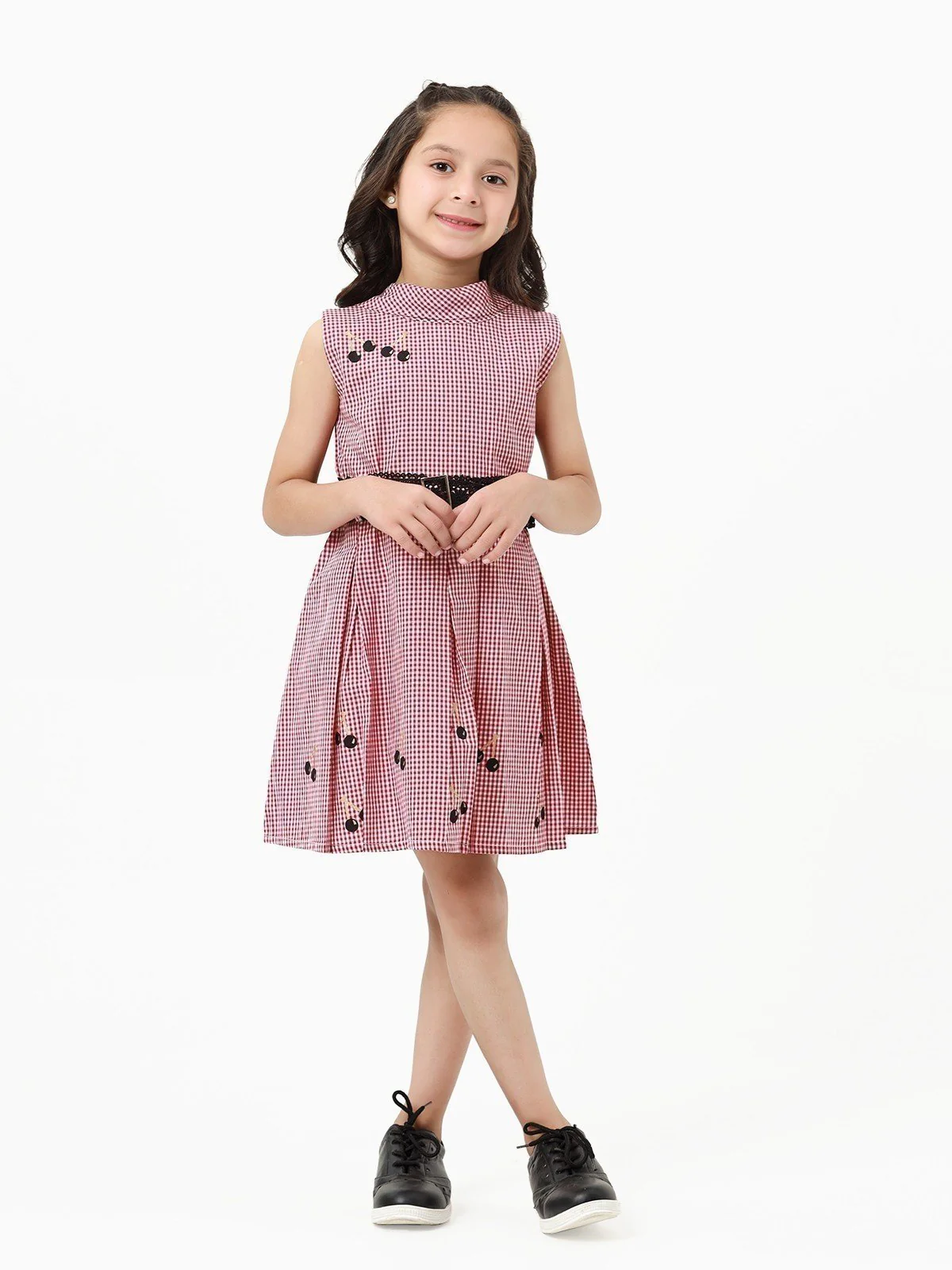 Girl's Red & White Frock - EGTF23S-200035