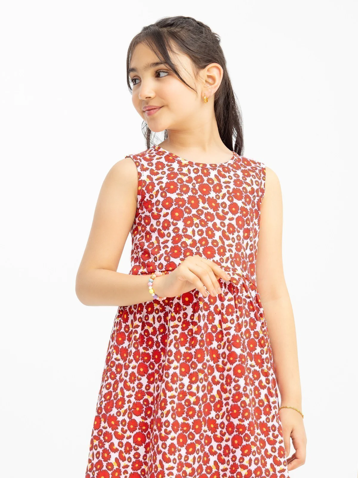 Girl's Red & White Frock - EGTFK23-006 - Image 2