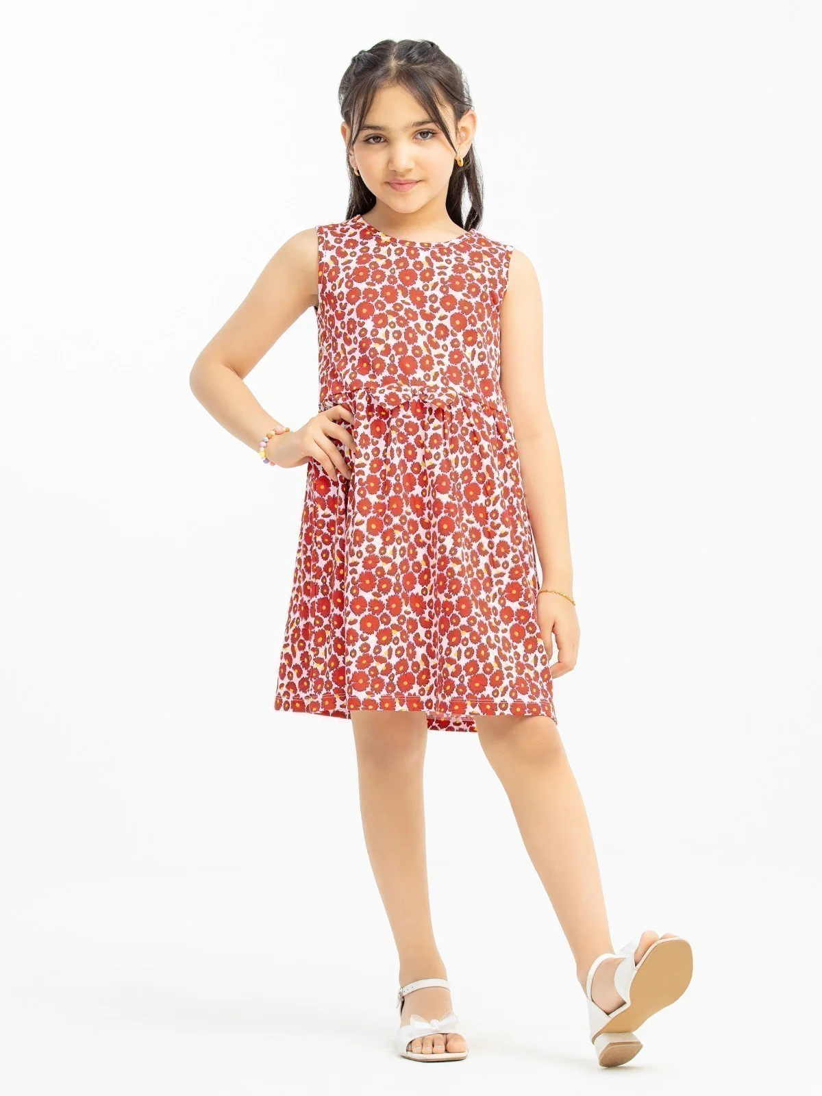 Girl's Red & White Frock - EGTFK23-006 - Image 4
