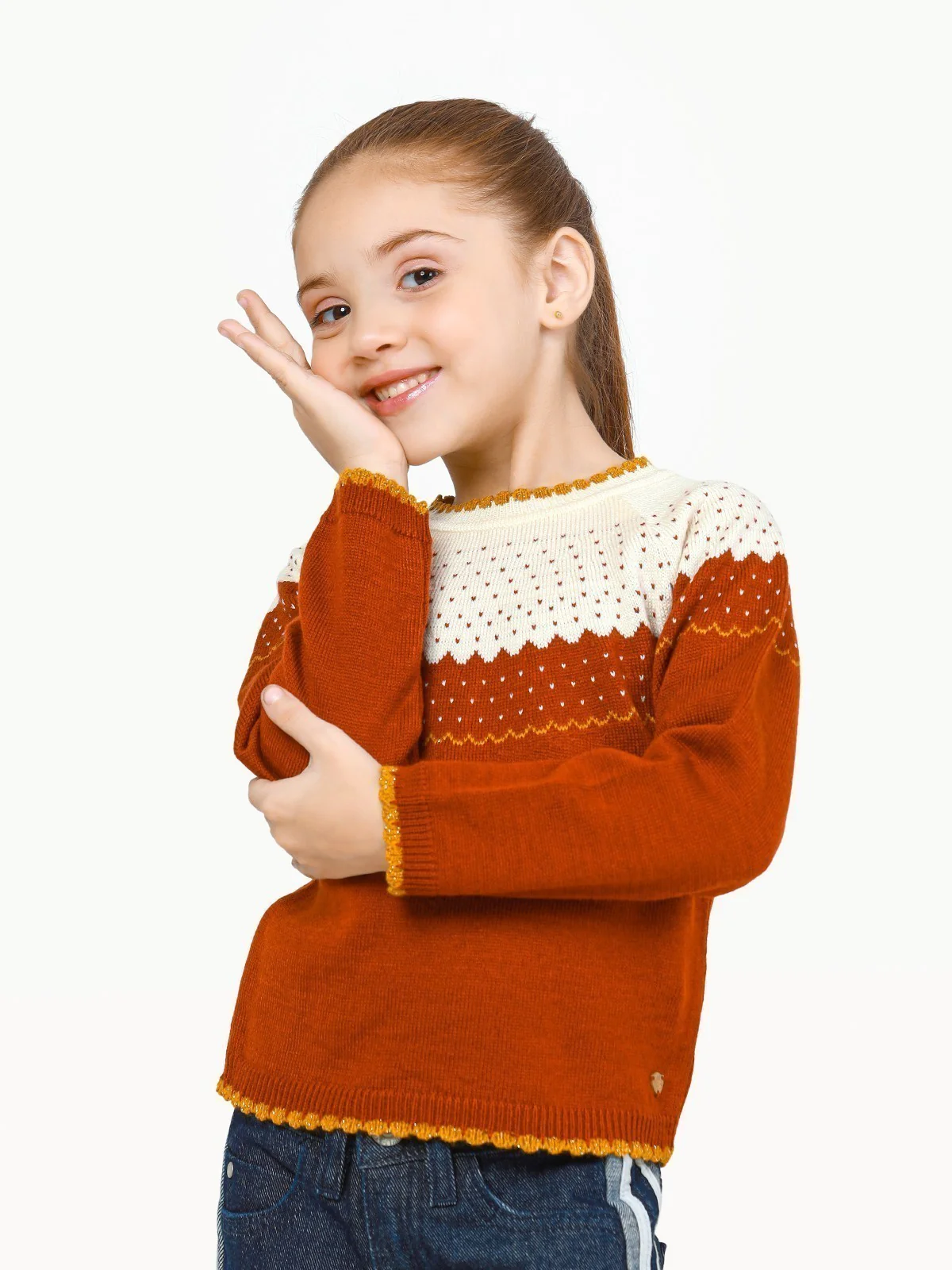 Girl's Rust Sweater - EGTSWT22-013 - Image 3