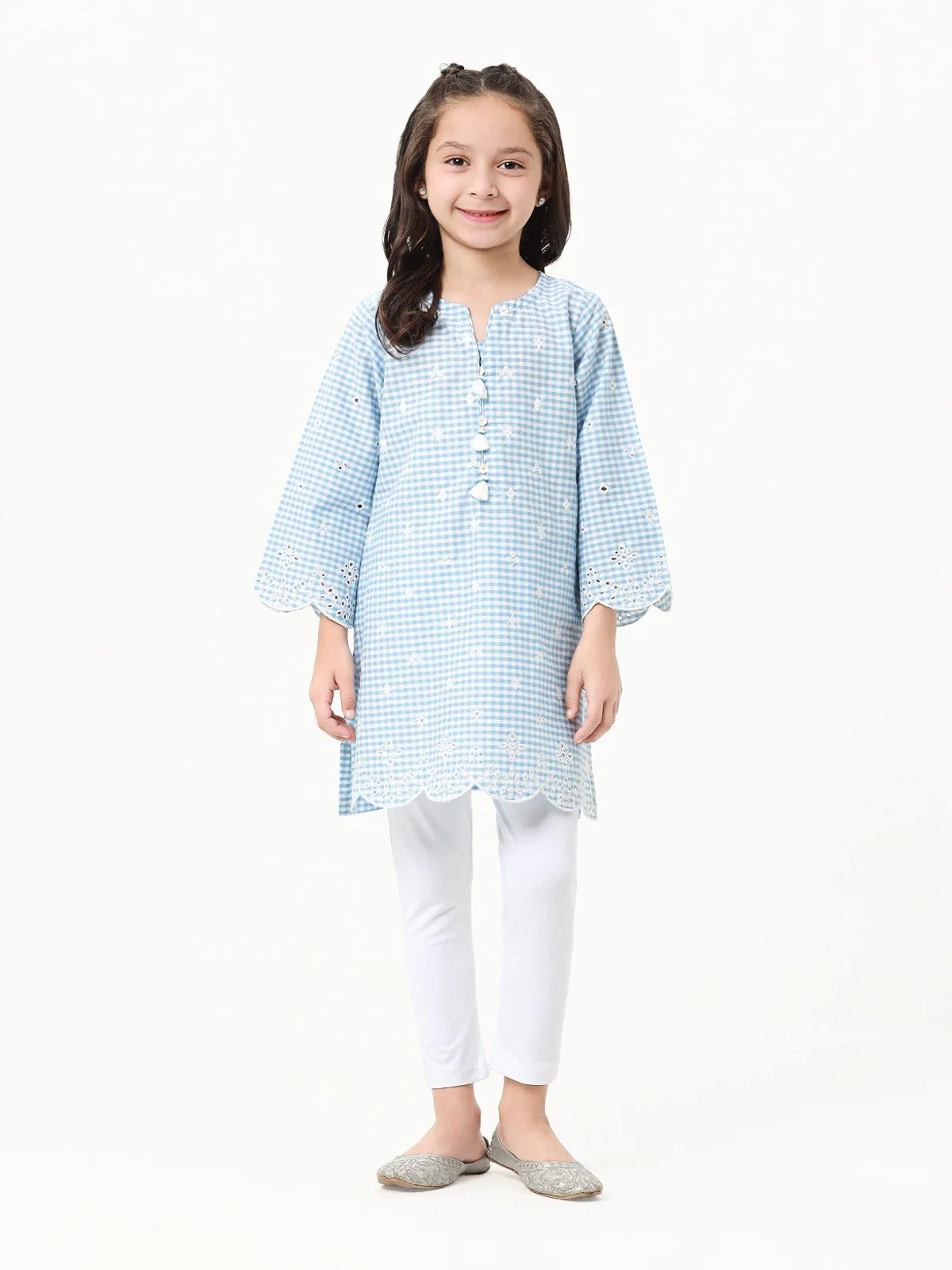 Girl's Sky Blue Cotton Kurti - EGTKE23-70614 - Image 2