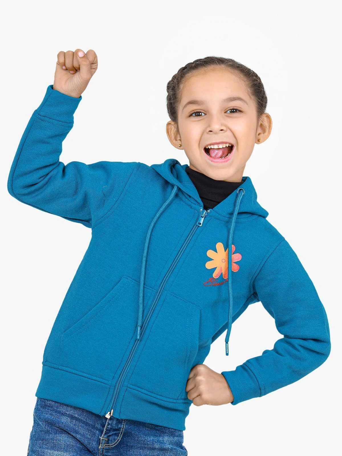 Girl's Teal Blue Hoodie - EGTH22-006 - Image 2