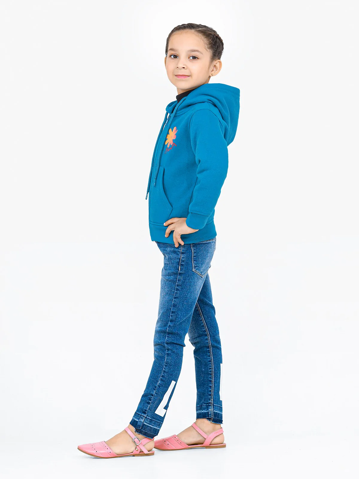 Girl's Teal Blue Hoodie - EGTH22-006 - Image 3