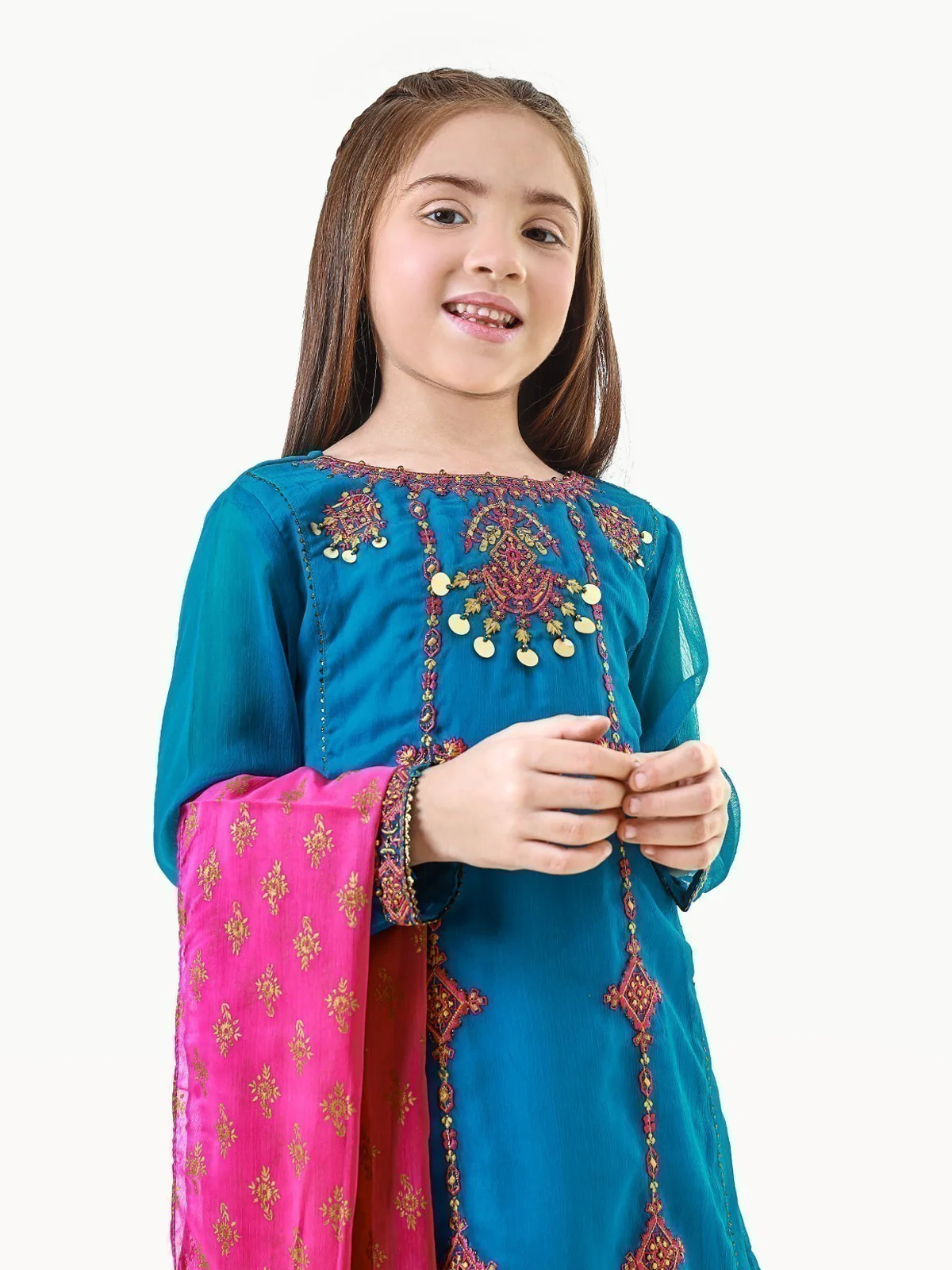 Girl's Teal Blue Pishwas - EGTP22-22199 - Image 2