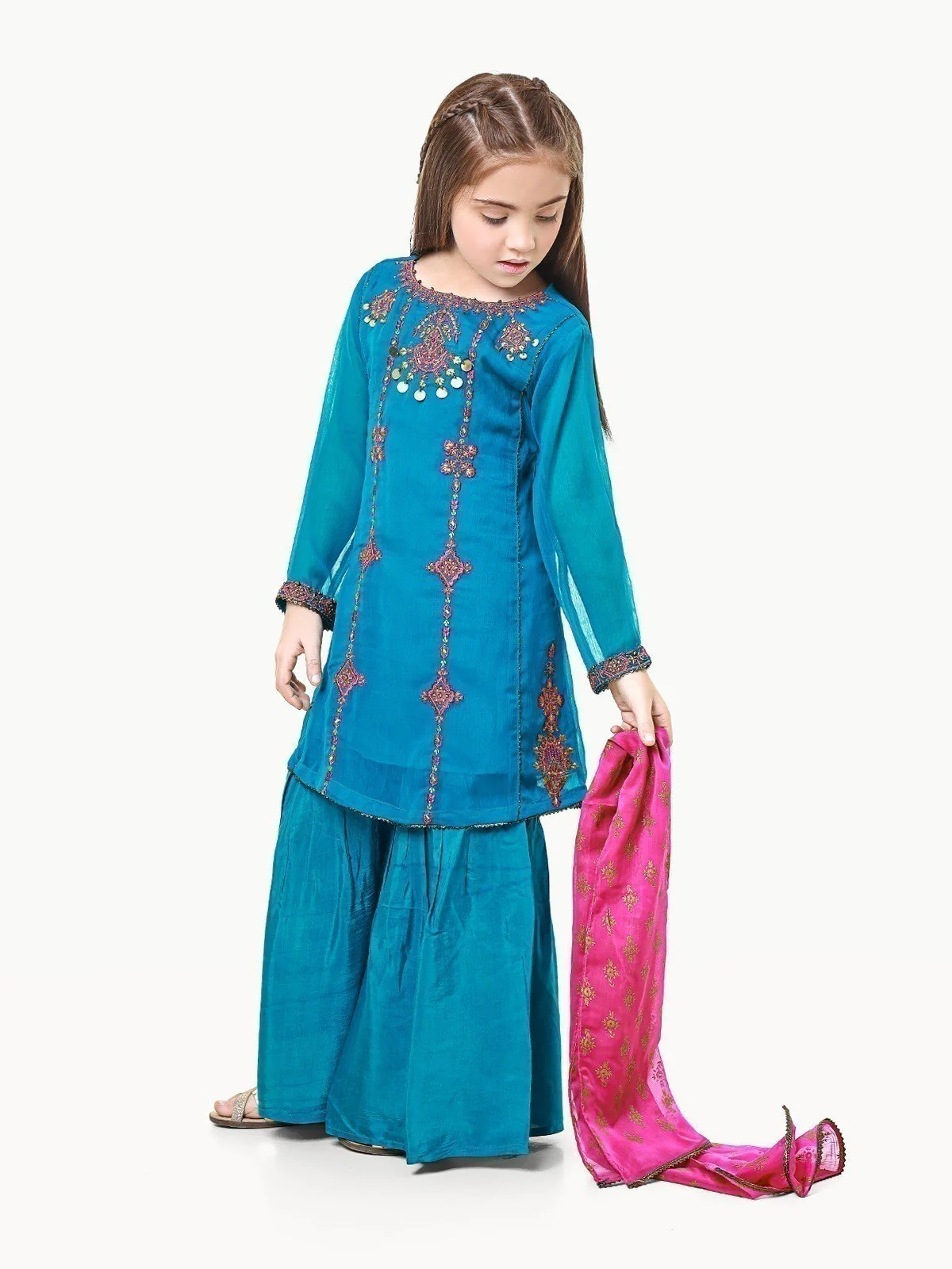Girl's Teal Blue Pishwas - EGTP22-22199 - Image 3
