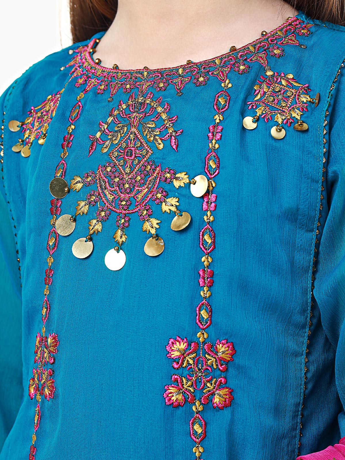 Girl's Teal Blue Pishwas - EGTP22-22199 - Image 4