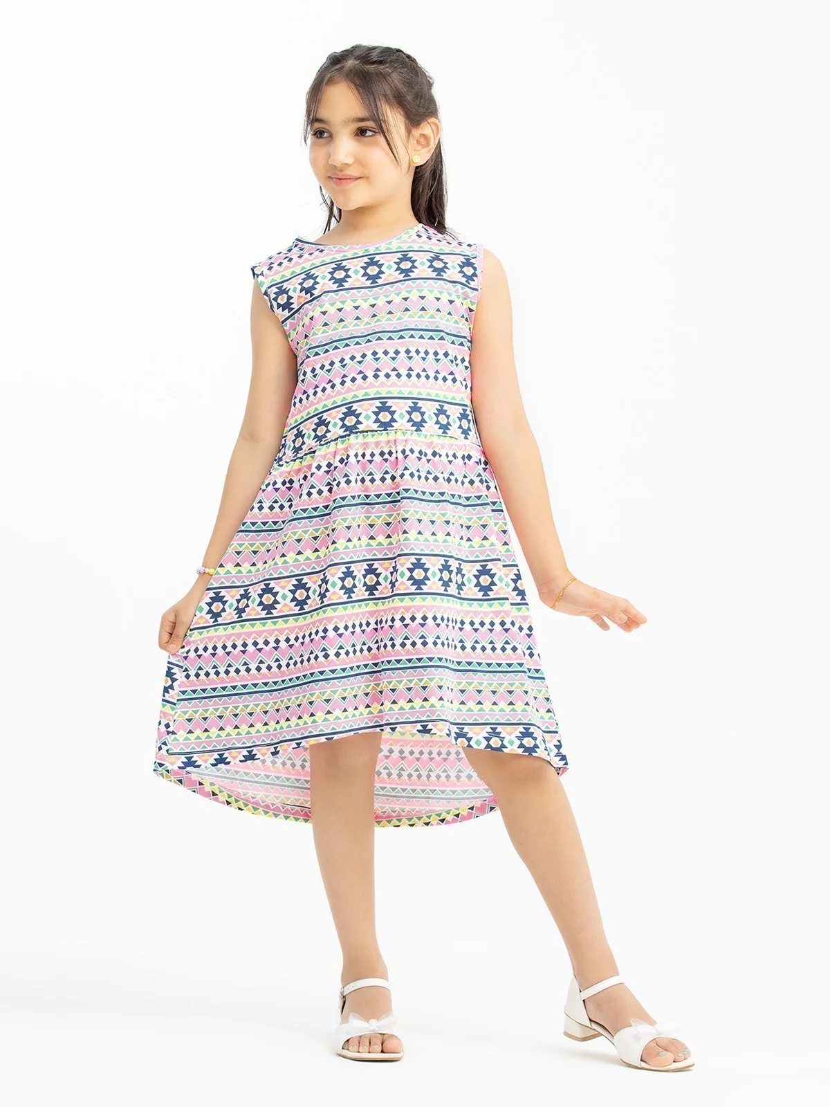 Girl's White Multi Frock - EGTFK23-008 - Image 4