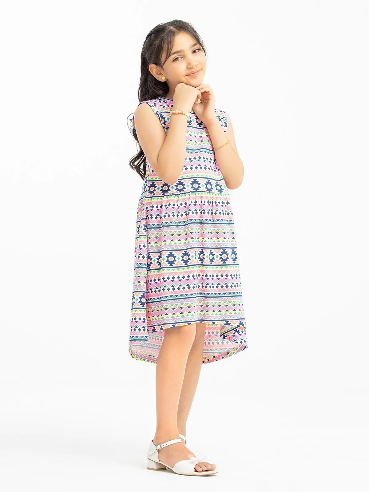 Girl's White Multi Frock - EGTFK23-008 - Image 5