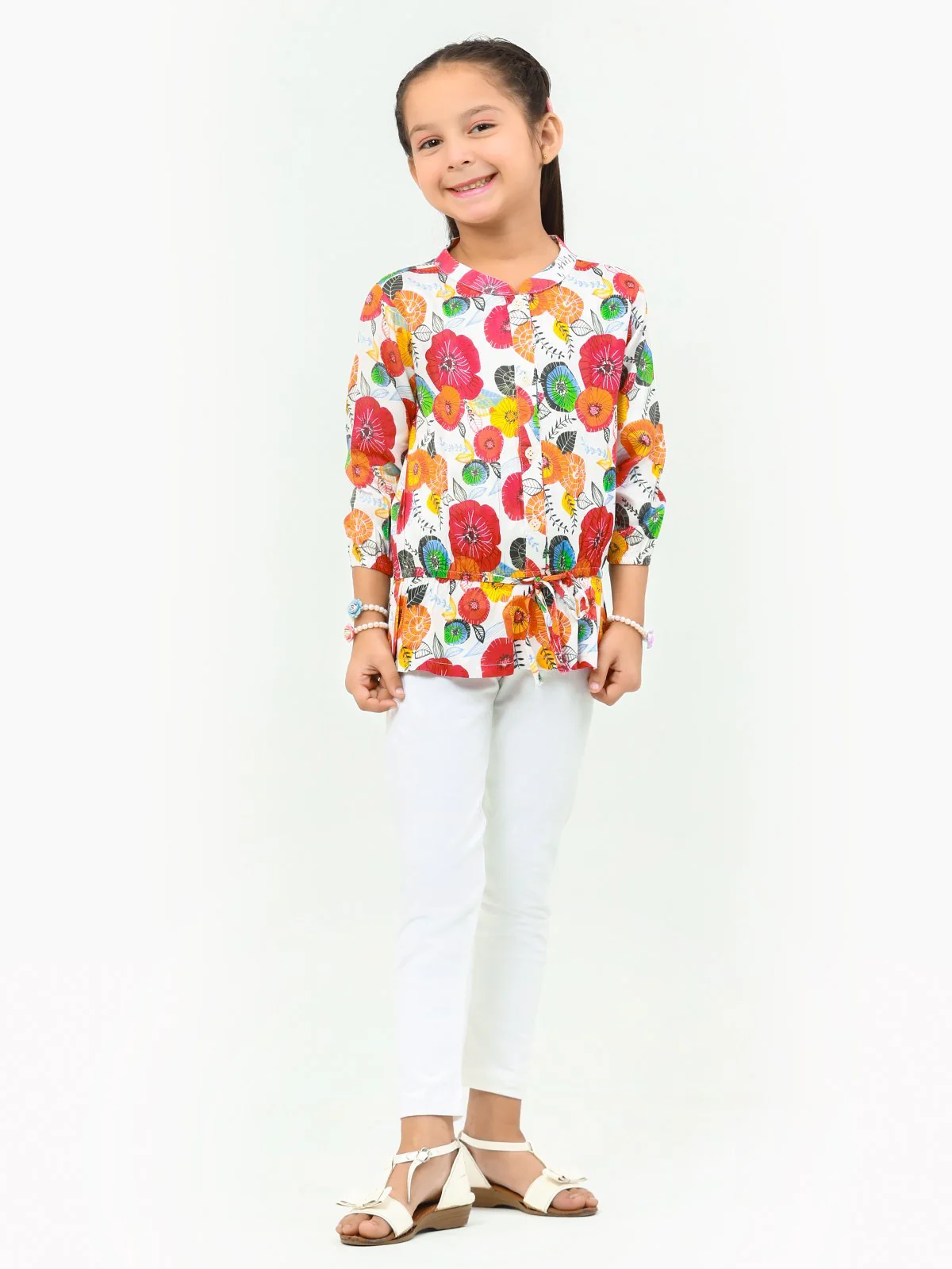 Girl's White Multi Top - EGTW22-003