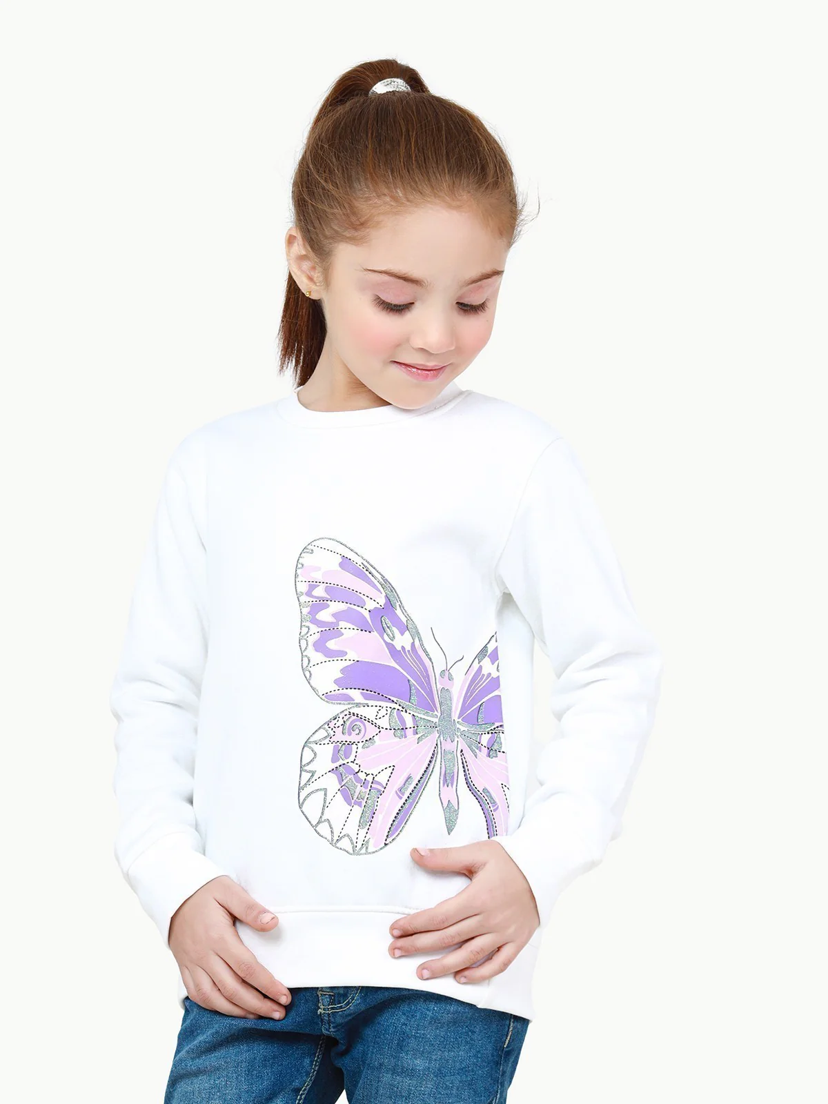 Girl's White Sweatshirt - EGTSS22-001 - Image 2