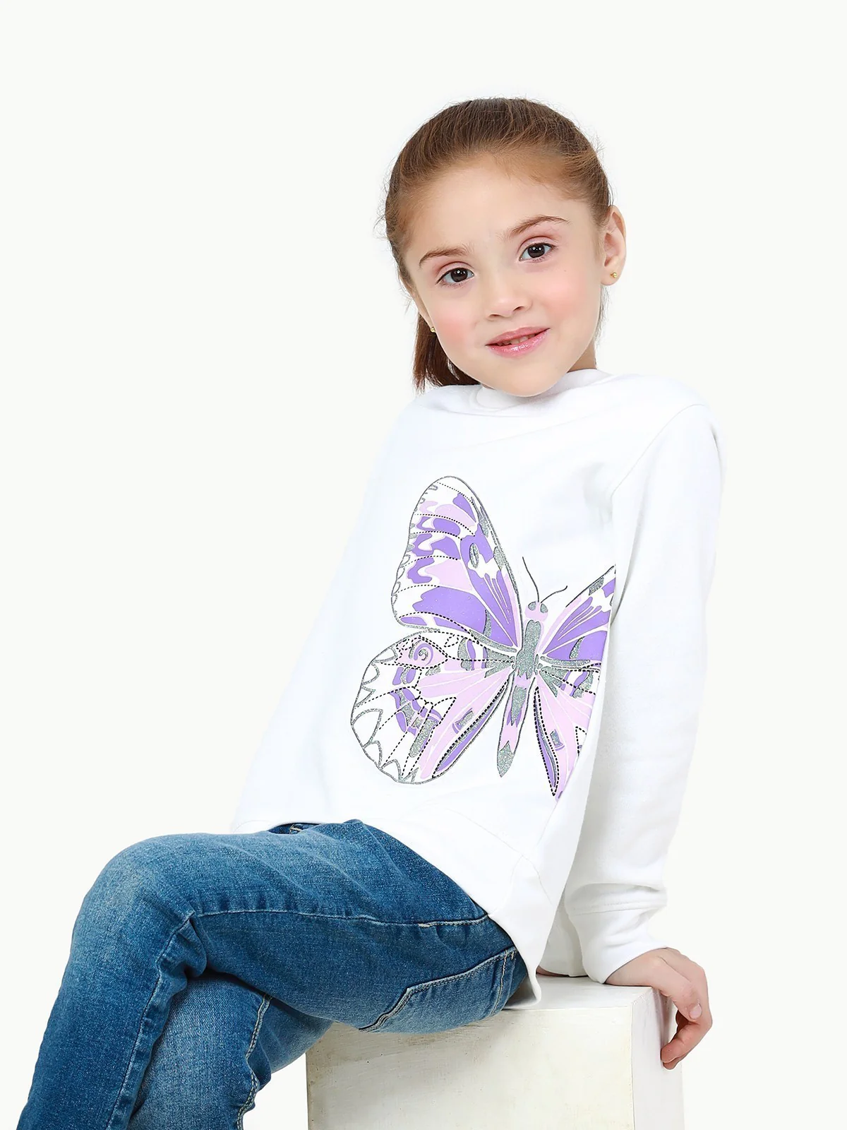 Girl's White Sweatshirt - EGTSS22-001 - Image 3