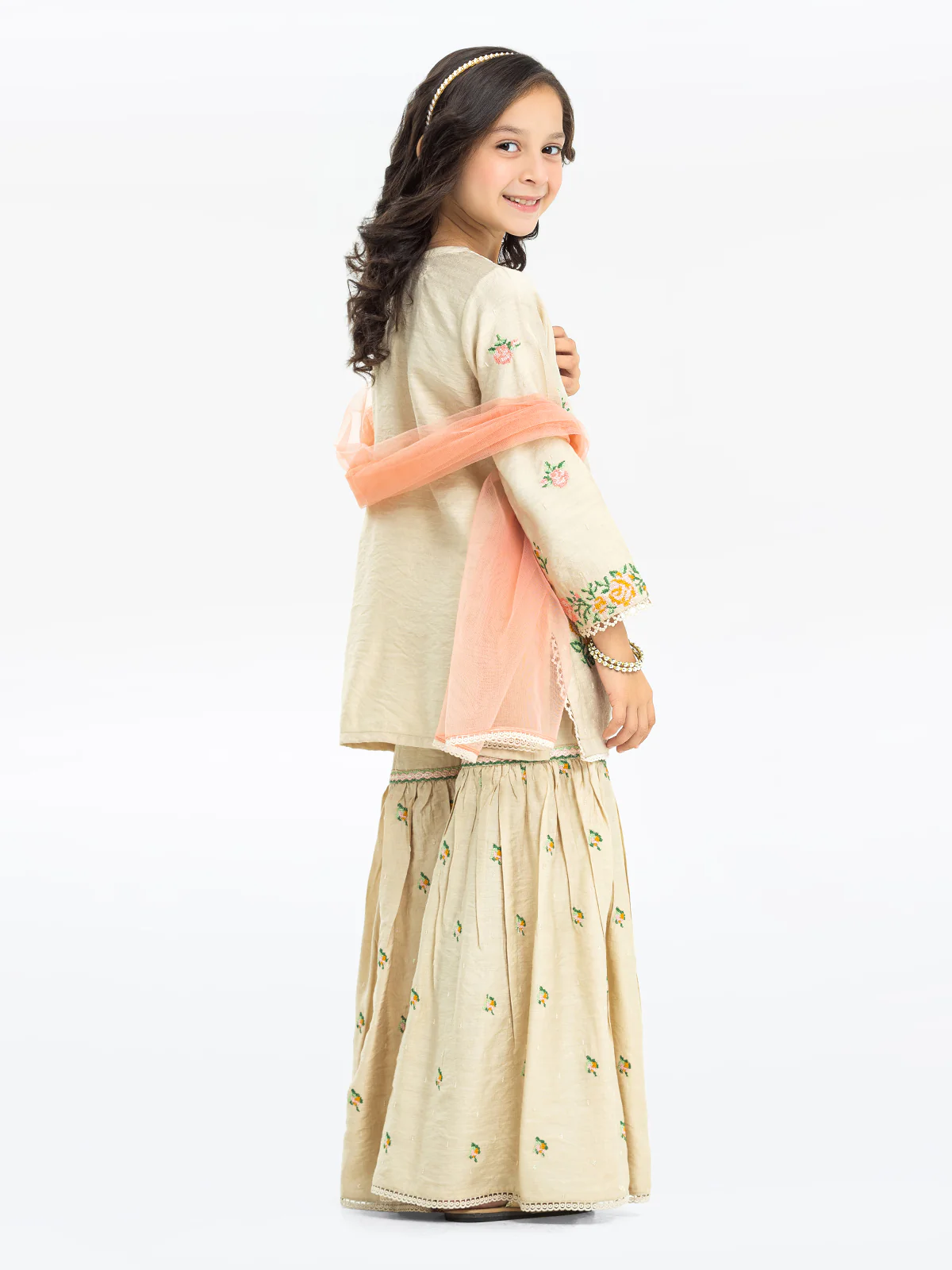 Girl's Beige Pishwas - EGTKE23-70731-3P - Image 2