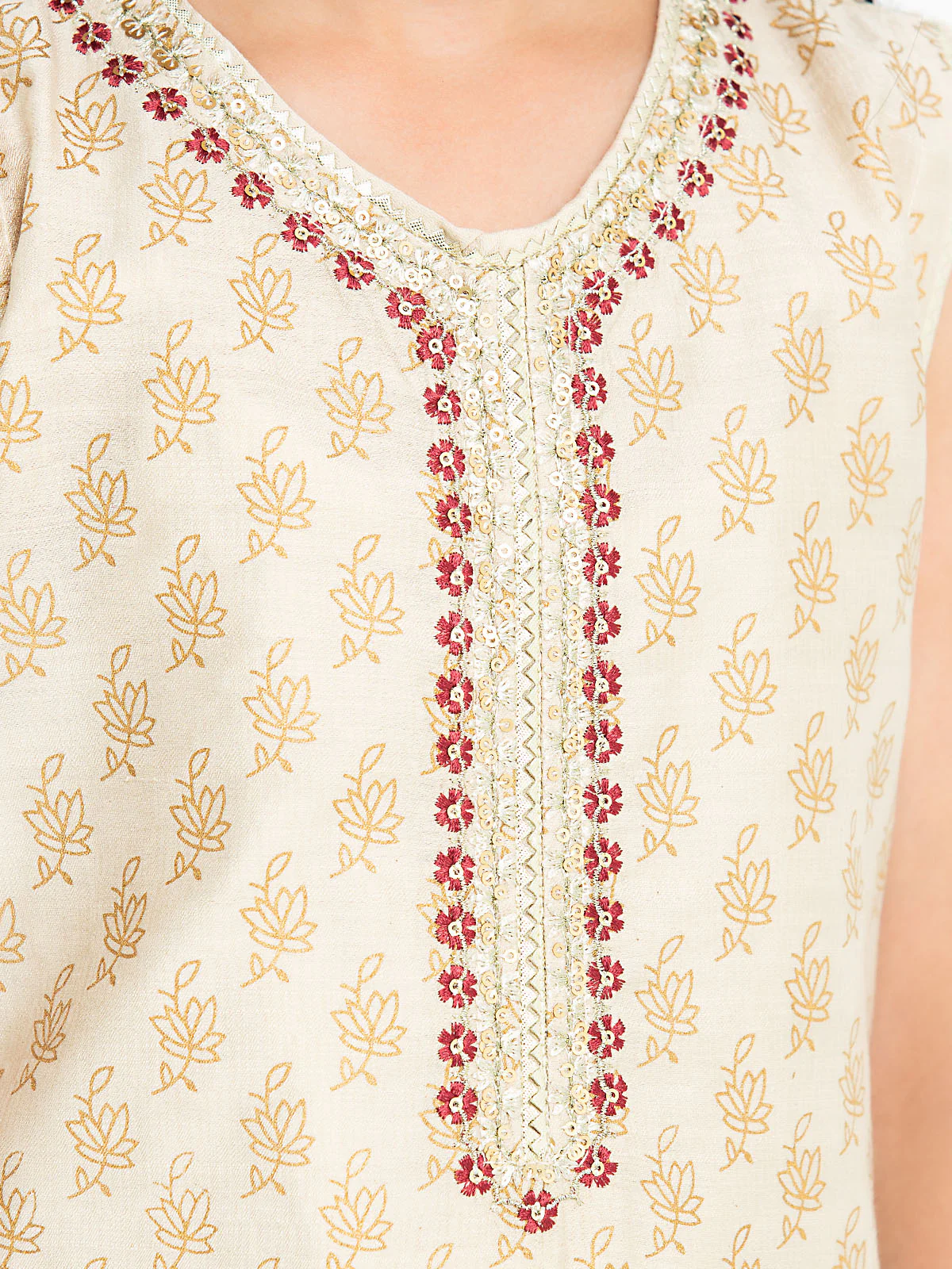 Girl's Beige Pishwas - EGTPLE24-50003ST - Image 3