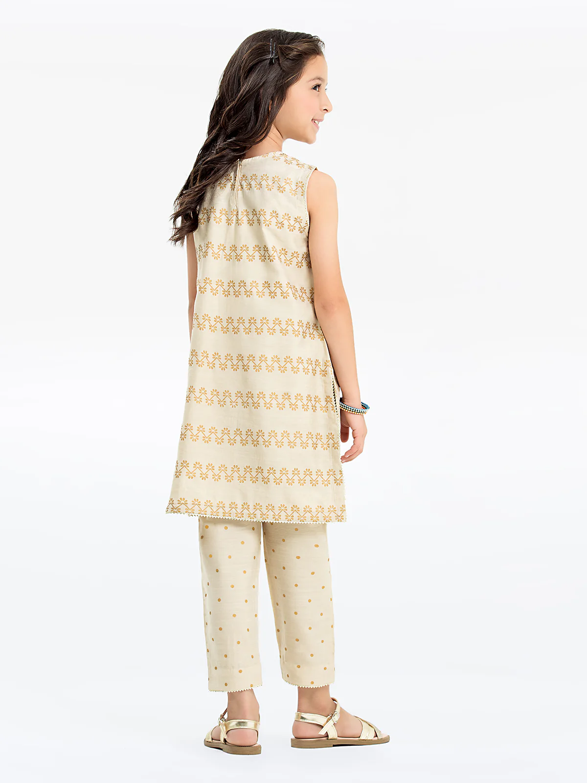 Girl's Beige Pishwas - EGTPLE24-50003ST - Image 5