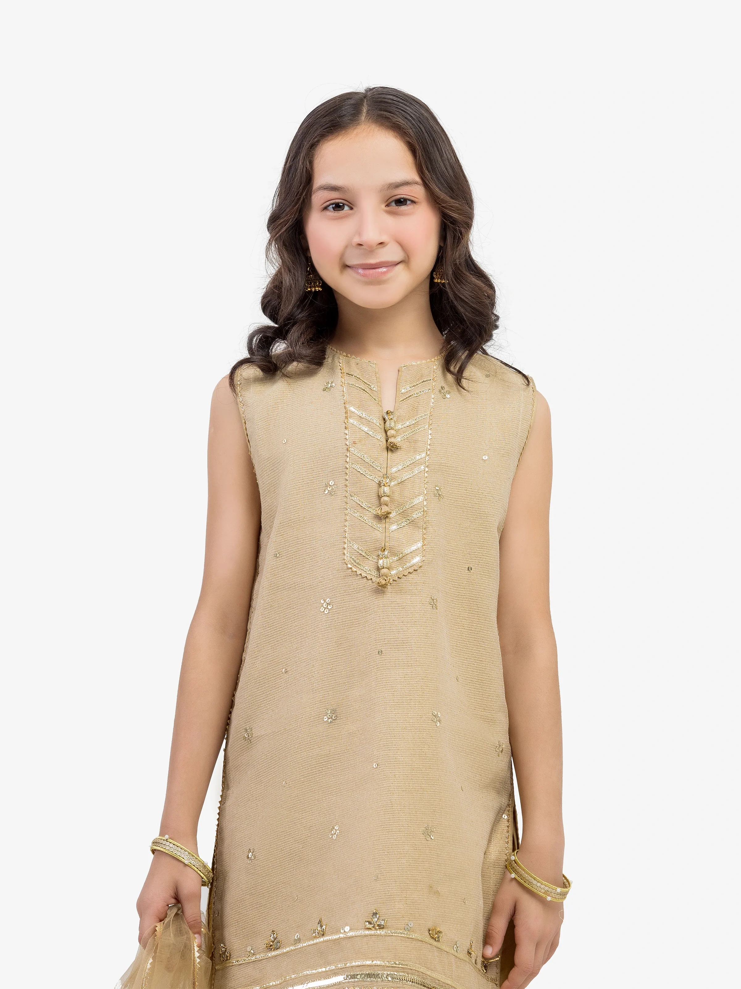 Girl's Beige Pret - EGTPLED5-50070-3P - Image 2