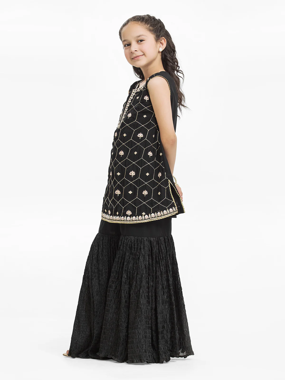 Girl's Black Pishwas - EGTPLE24-50008ST - Image 4