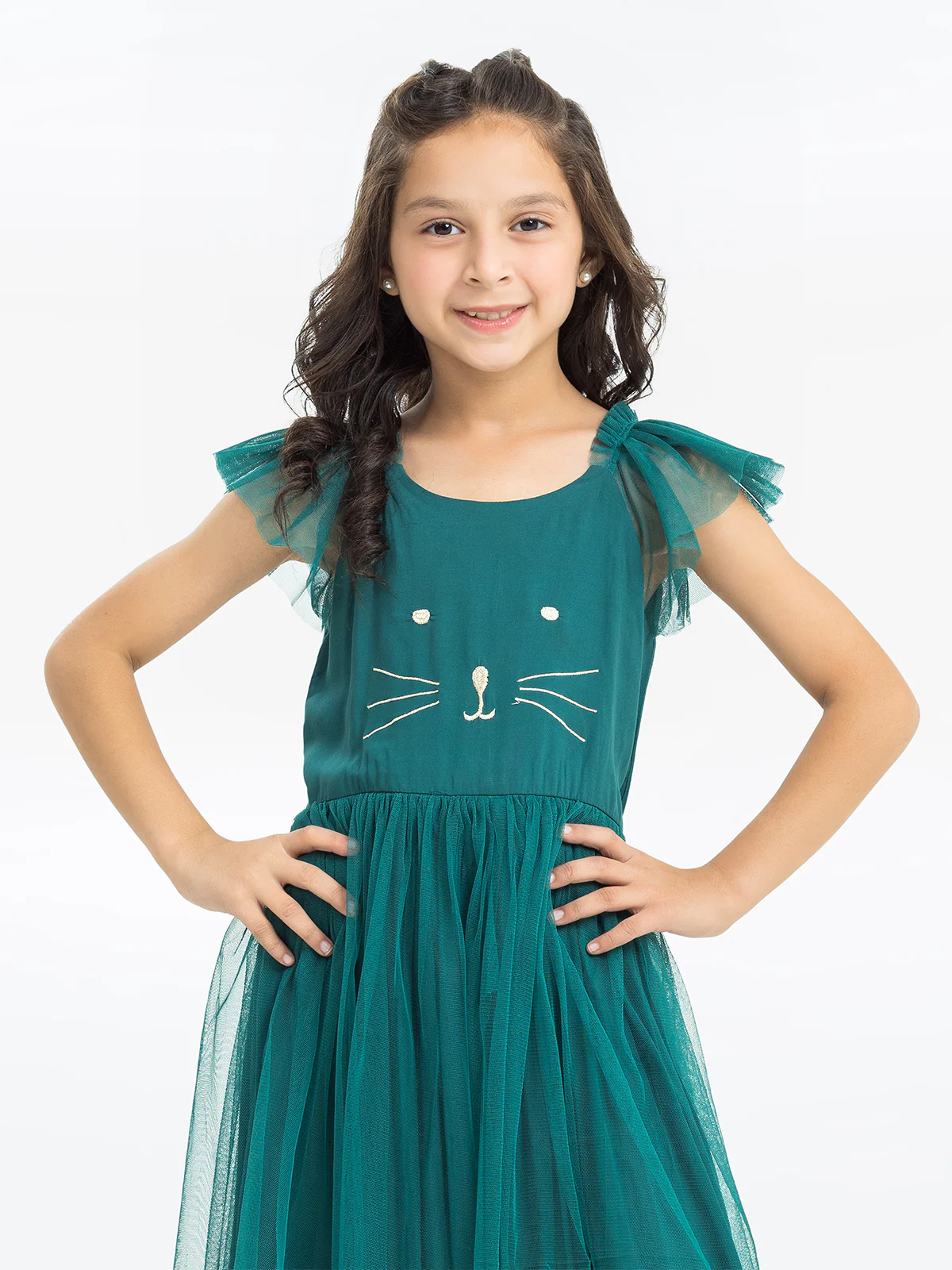 Girl's Bottle Green Frock - EGTF23S-200052 - Image 2