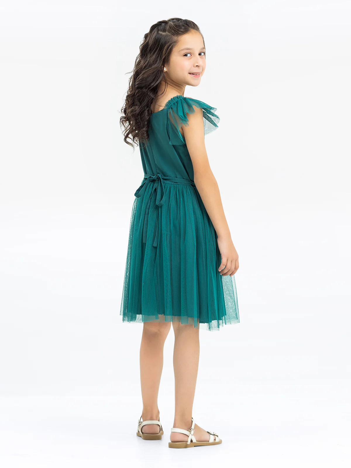 Girl's Bottle Green Frock - EGTF23S-200052 - Image 4