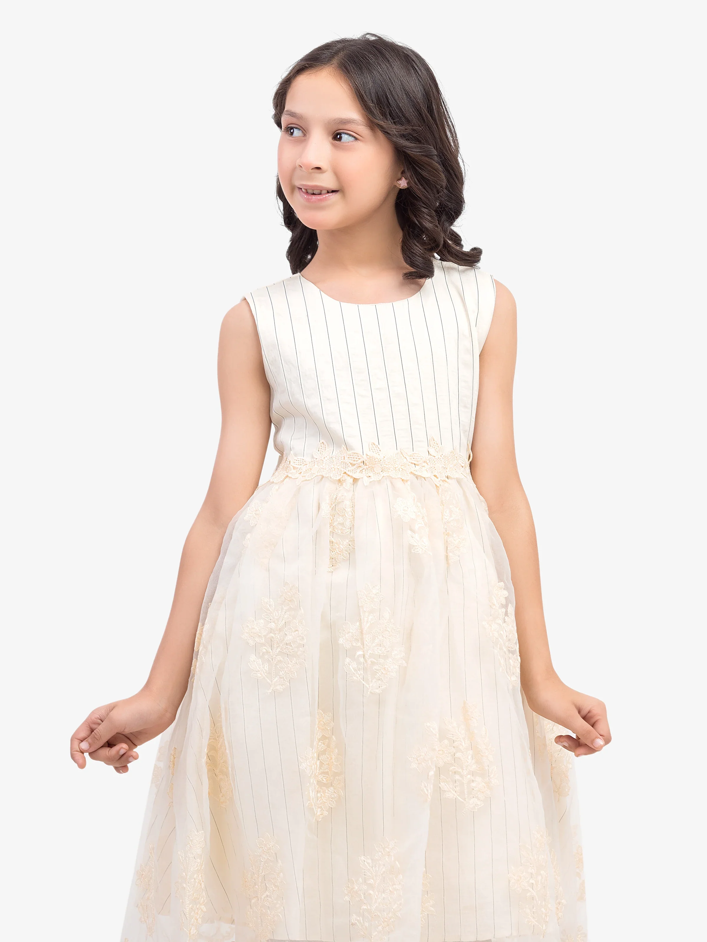 Girl's Cream Frock - EGTF24S-200083 - Image 2