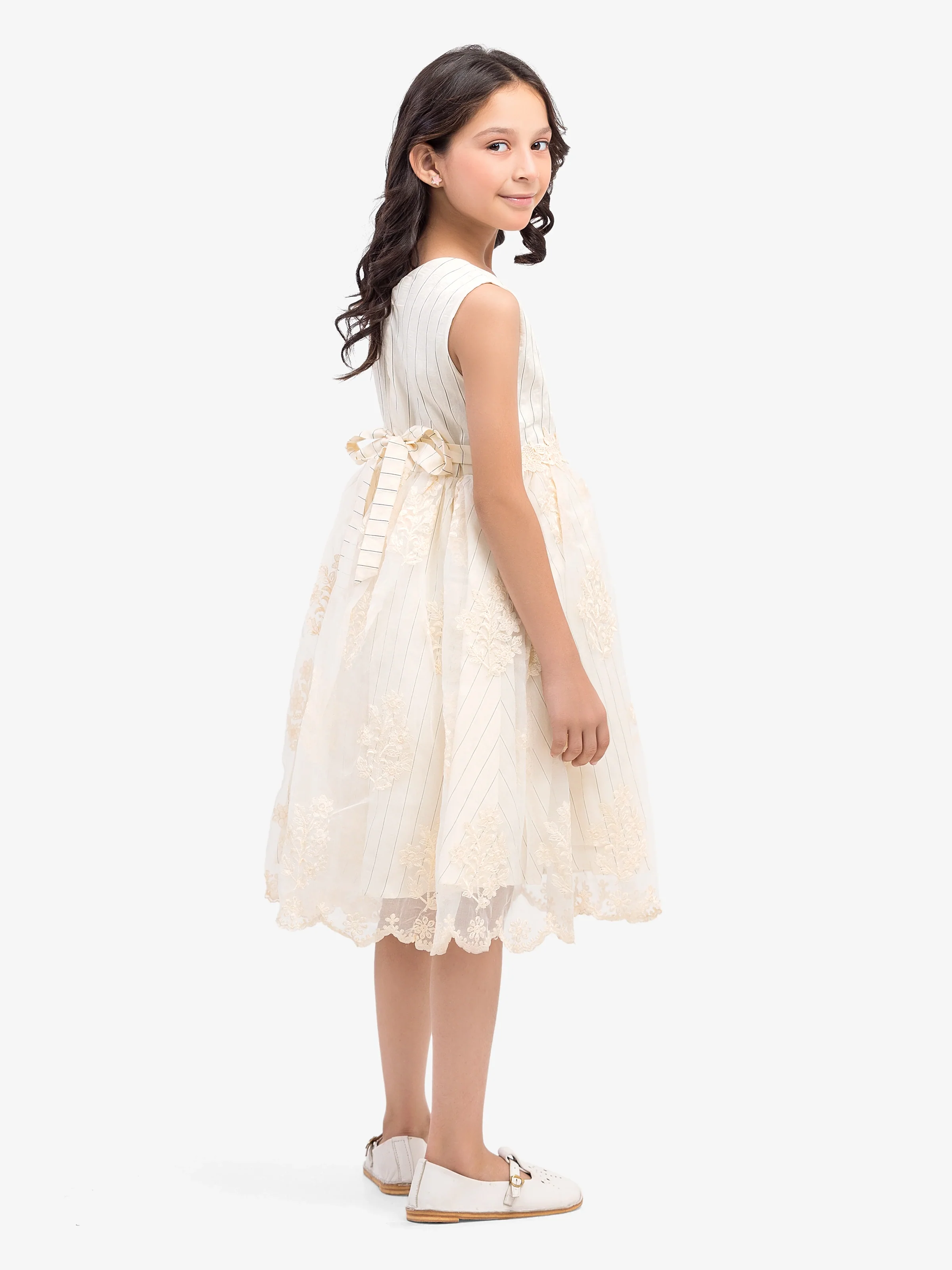 Girl's Cream Frock - EGTF24S-200083 - Image 5