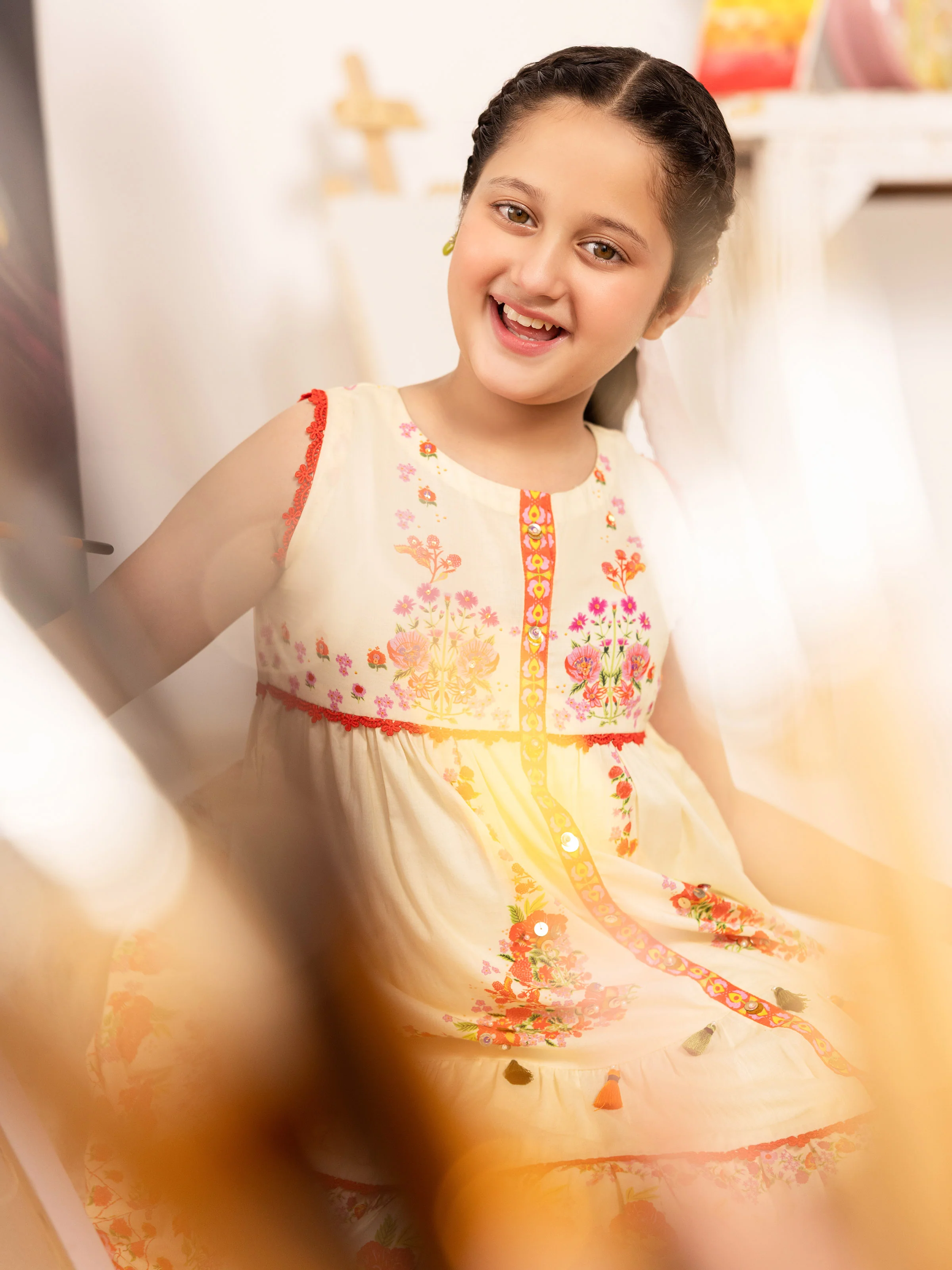 Girl's Cream Frock - EGTF5-70990 - Image 3