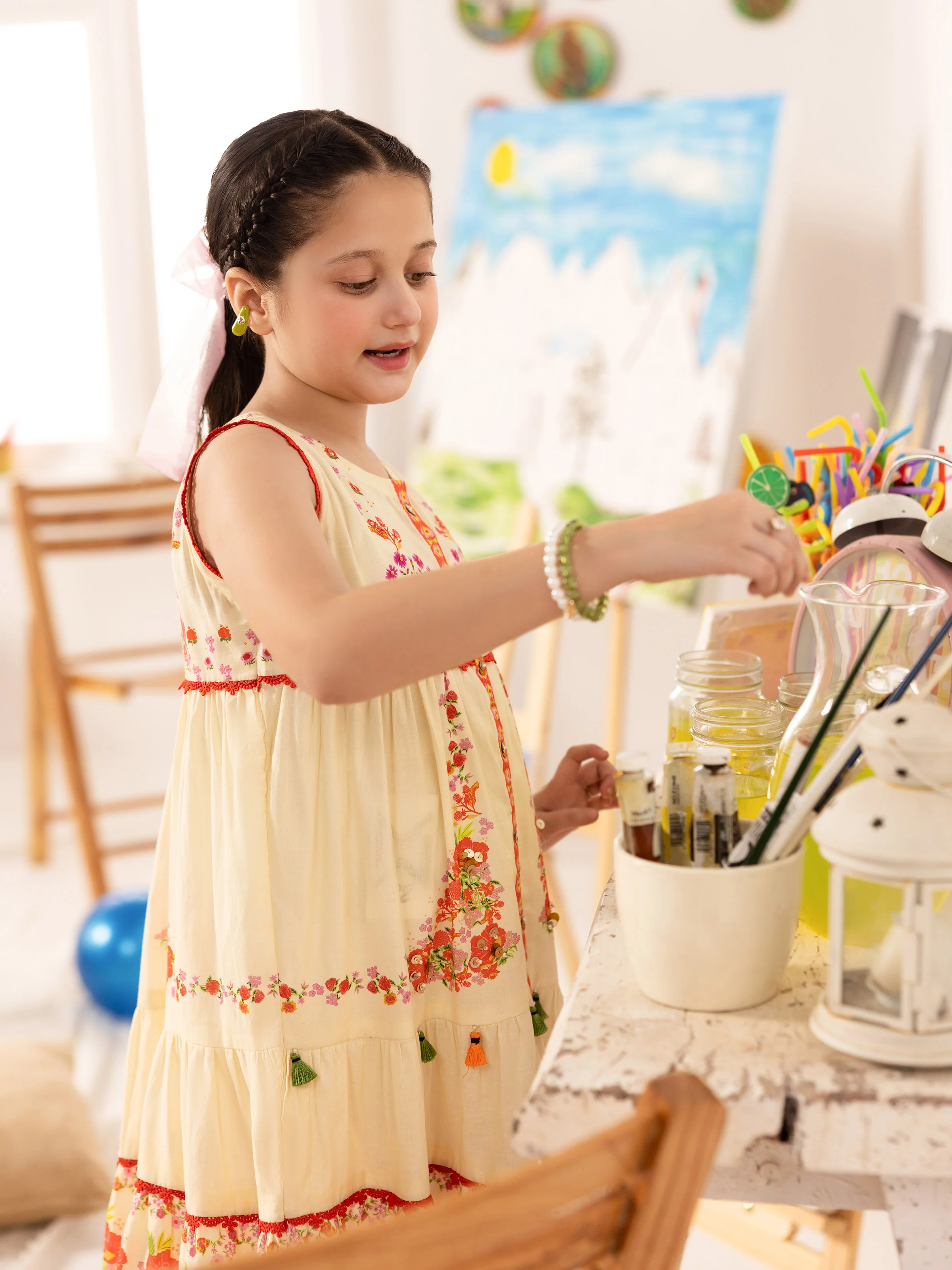 Girl's Cream Frock - EGTF5-70990 - Image 4