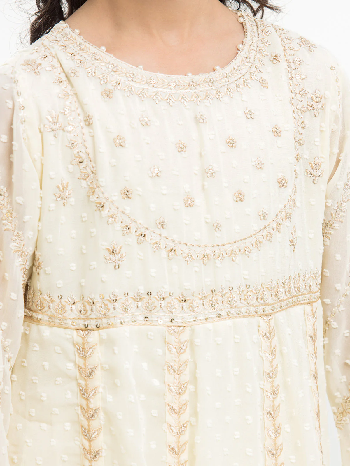 Girl's Cream Pishwas - EGTPLE23-22223SD - Image 4