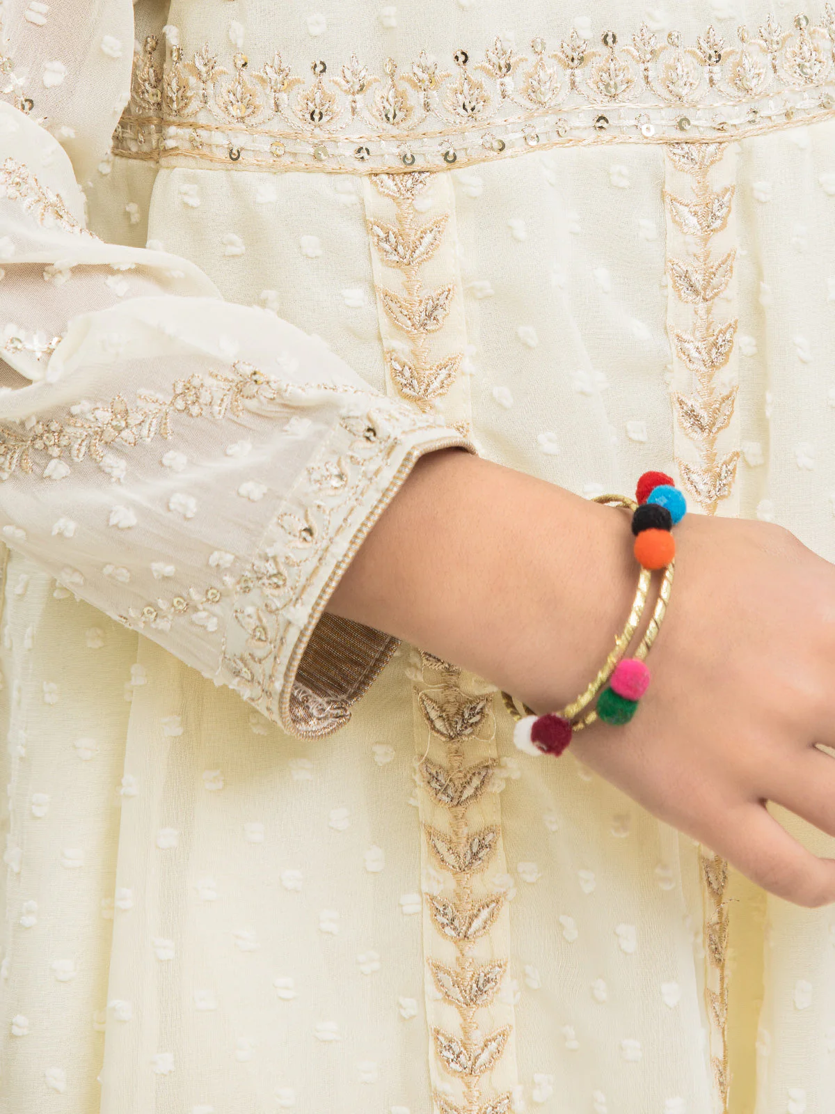 Girl's Cream Pishwas - EGTPLE23-22223SD - Image 5