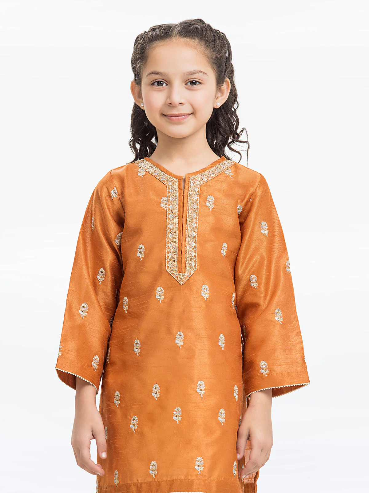 Girl's Dark Mustard Pishwas - EGTPF22-70433ST - Image 2