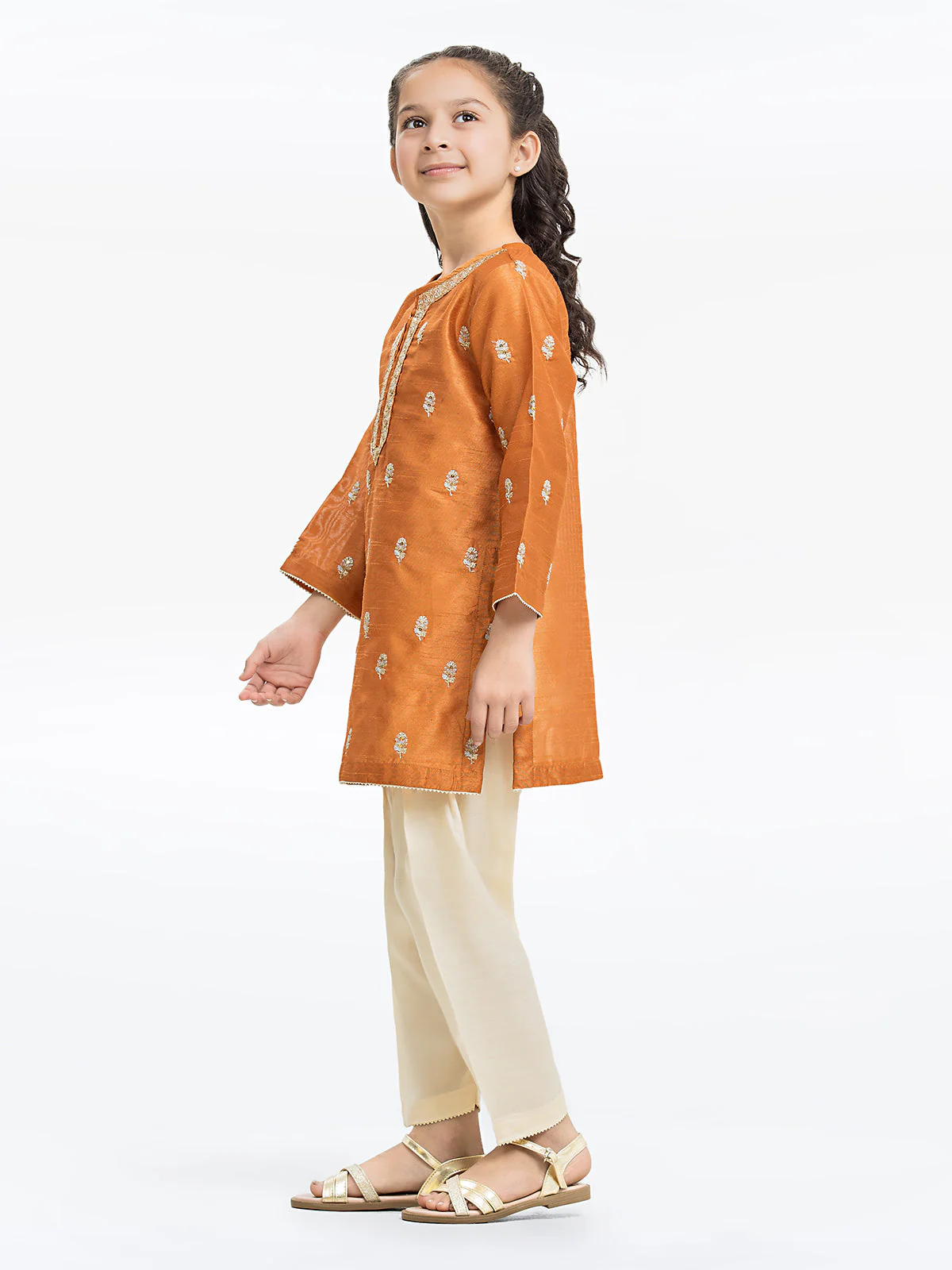 Girl's Dark Mustard Pishwas - EGTPF22-70433ST - Image 3
