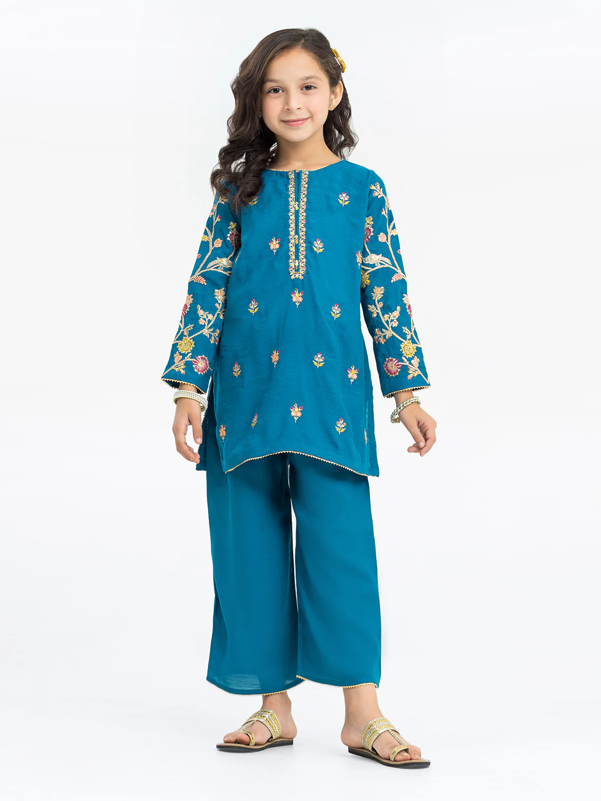 Girl's Dark Turquoise Pishwas - EGTP24-22227ST